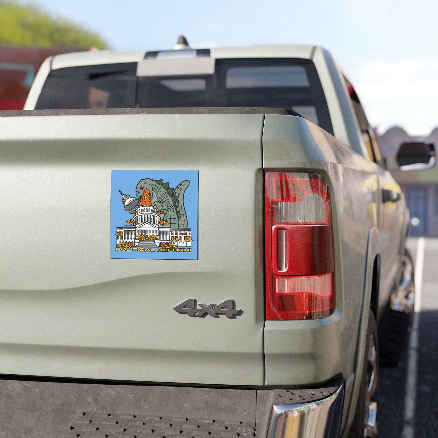 Godzilla Political Reform Car Magnet, Funny Car Decor