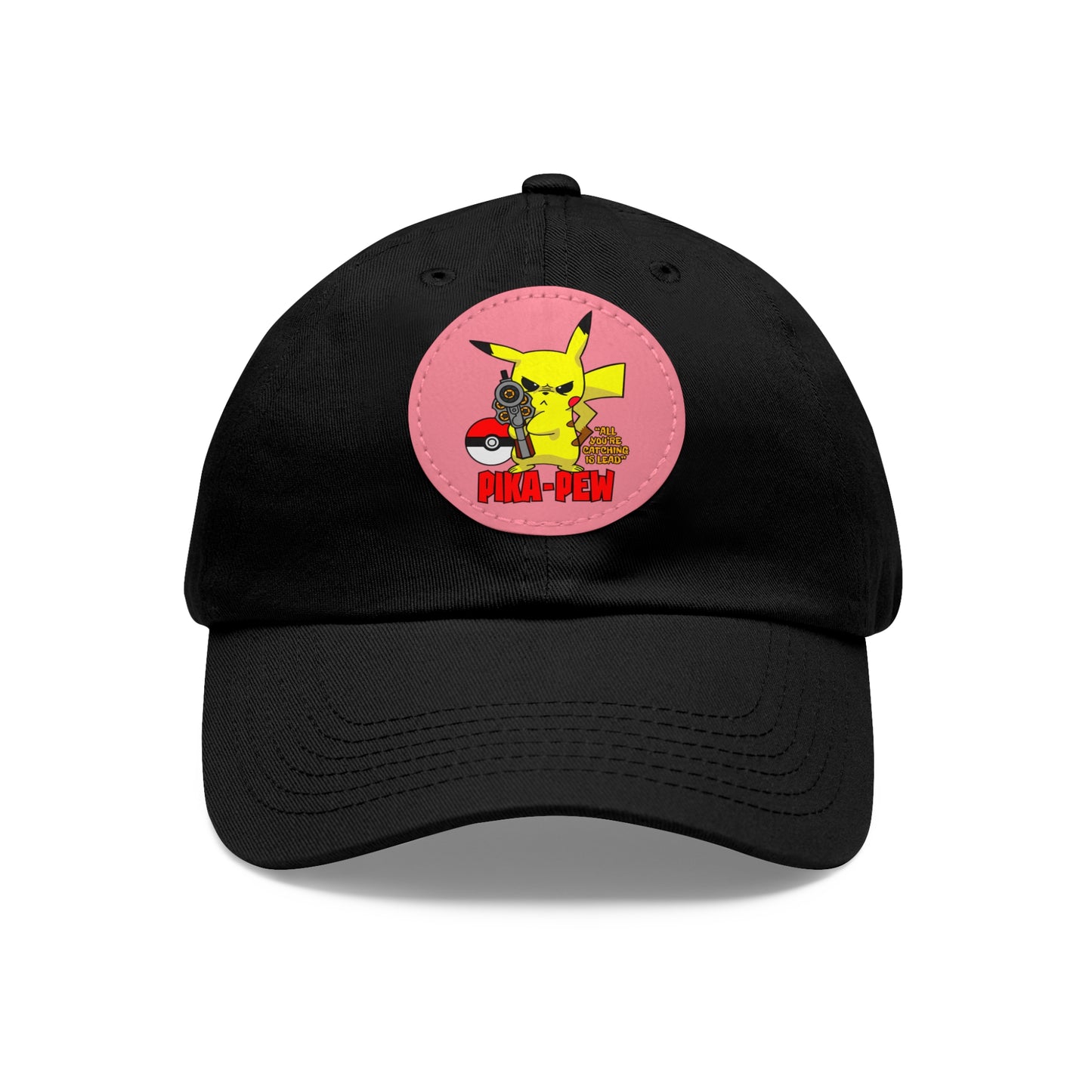P-Pew Dad Hat with Leather Patch (Round)