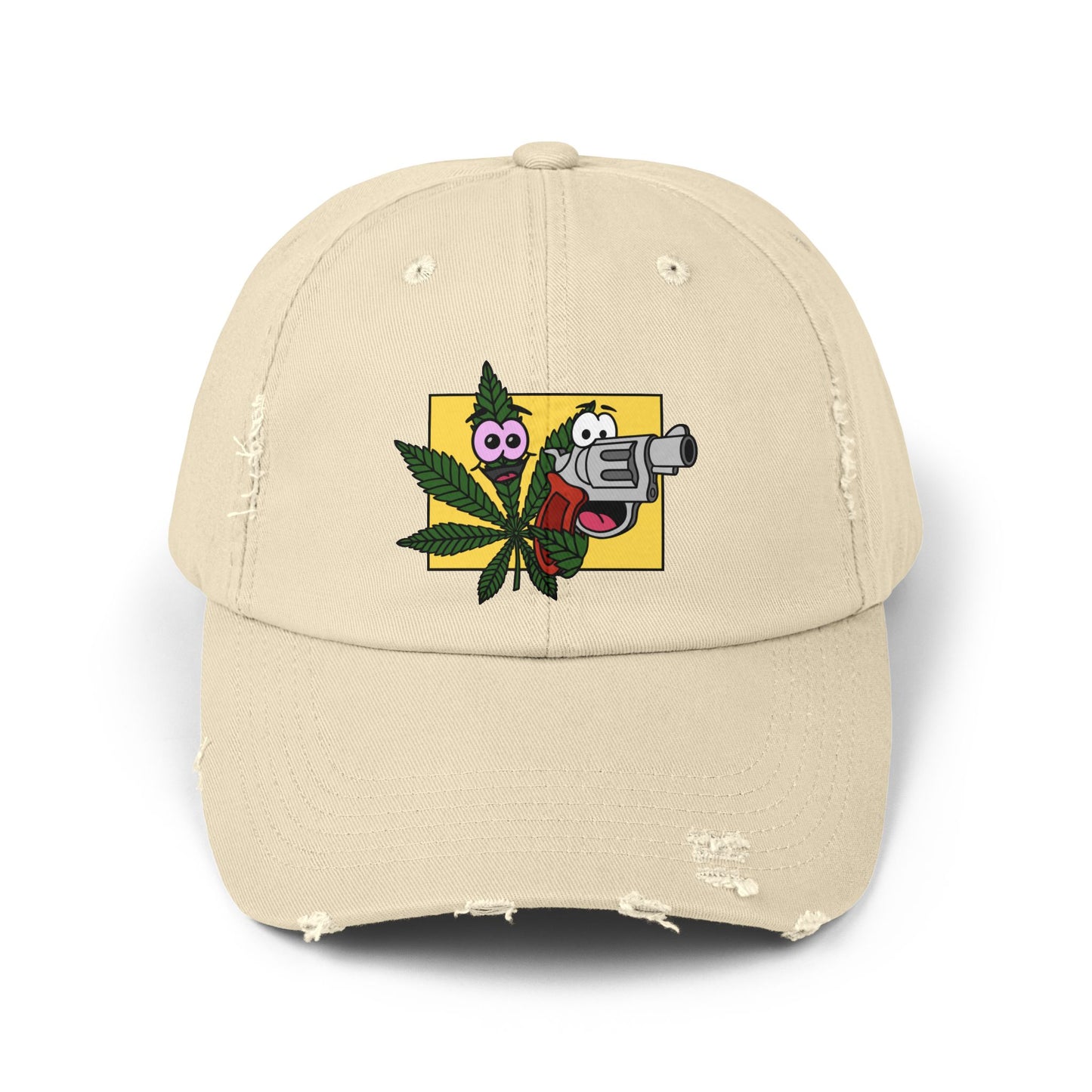 Weed & Guns! Unisex Distressed Cap