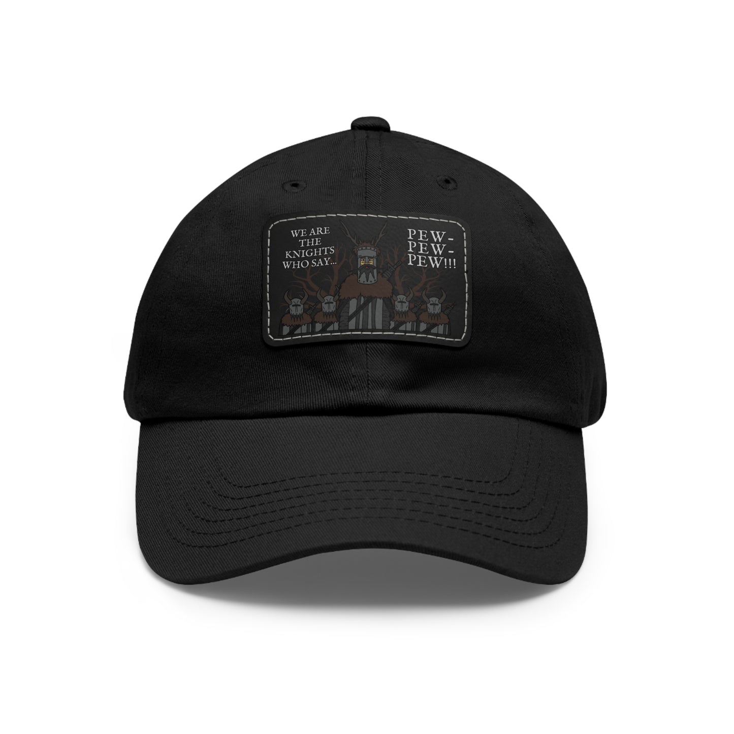 Knights of Pew! Dad Hat with Leather Patch (Rectangle)