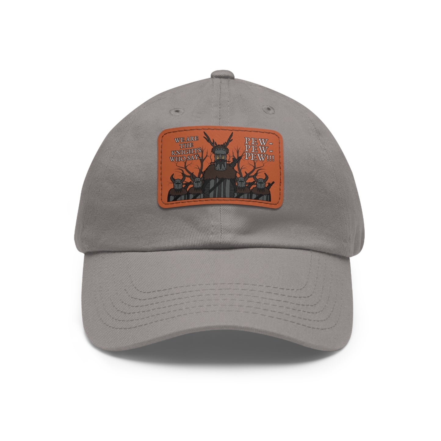 Knights of Pew! Dad Hat with Leather Patch (Rectangle)