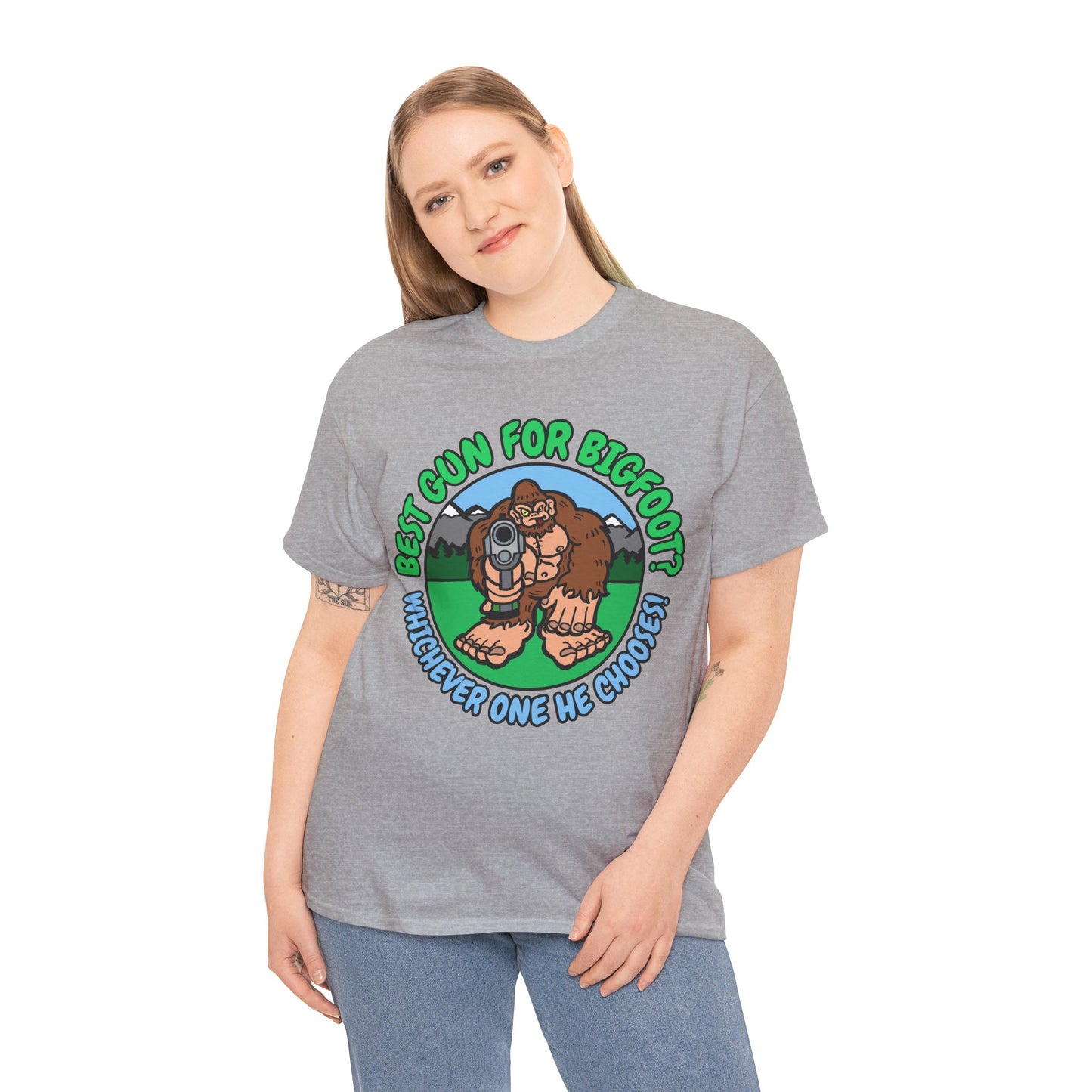 Best Gun for Bigfoot! Unisex Heavy Cotton Tee