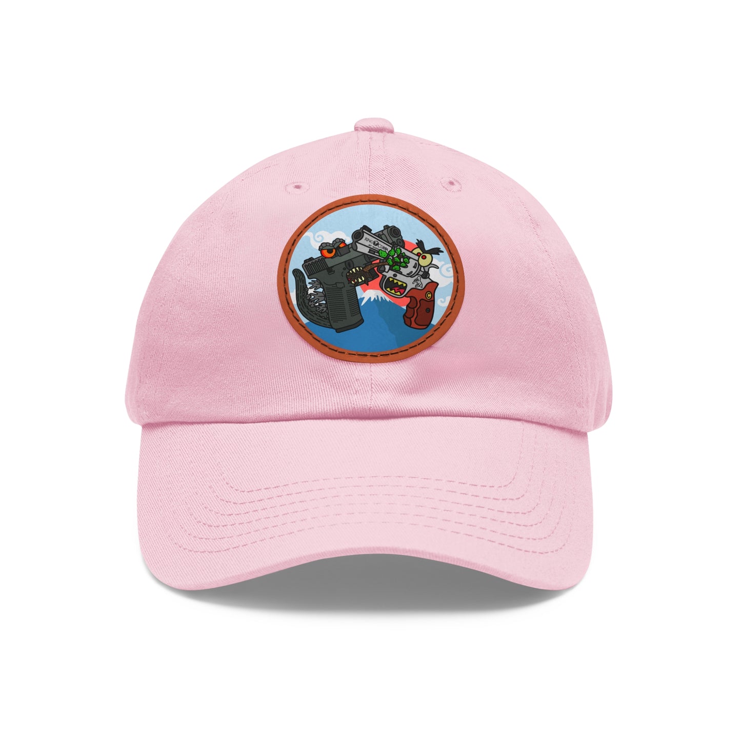 Glockzilla vs. King Cobra! Dad Hat with Leather Patch (Round)