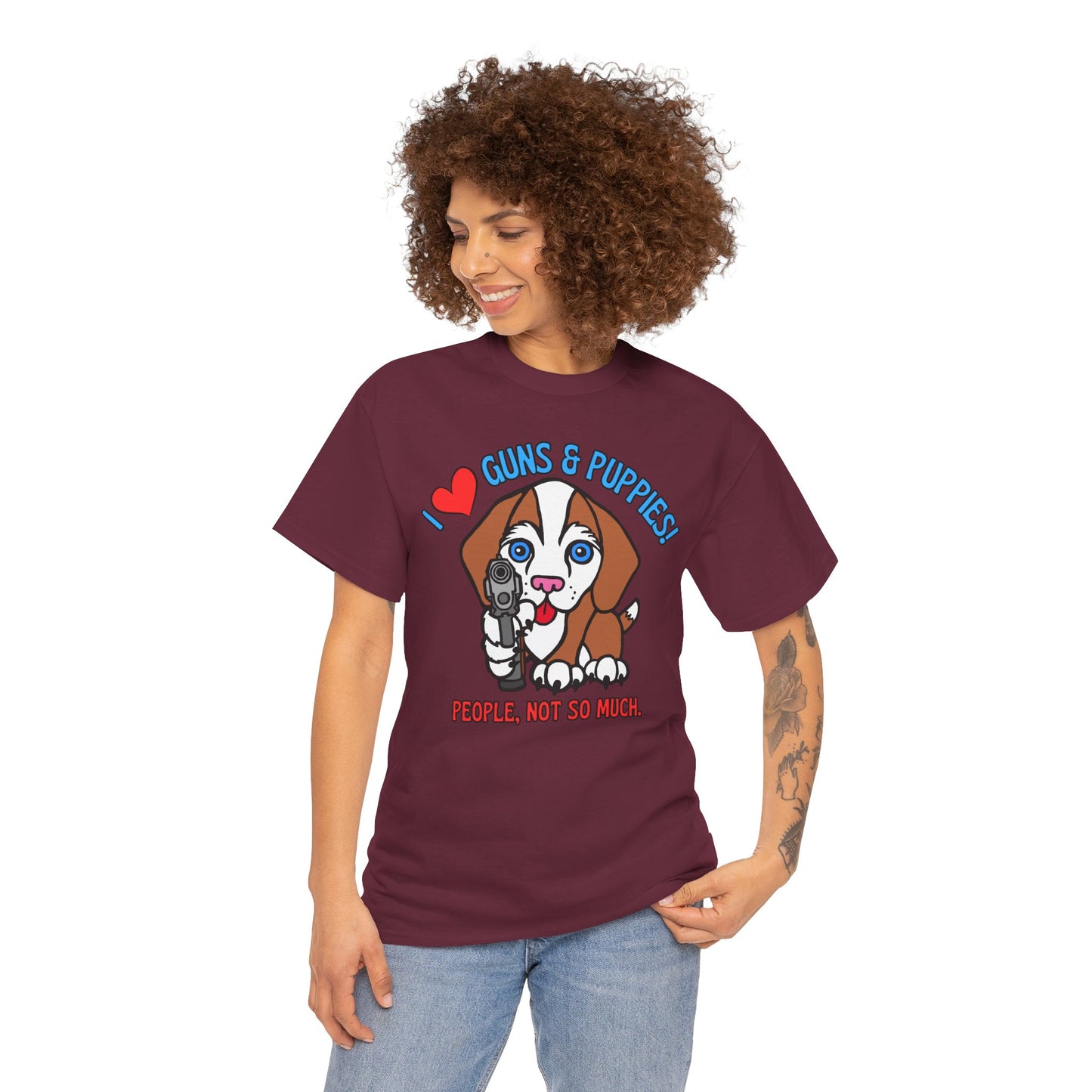 Guns & Puppies! Unisex Heavy Cotton Tee