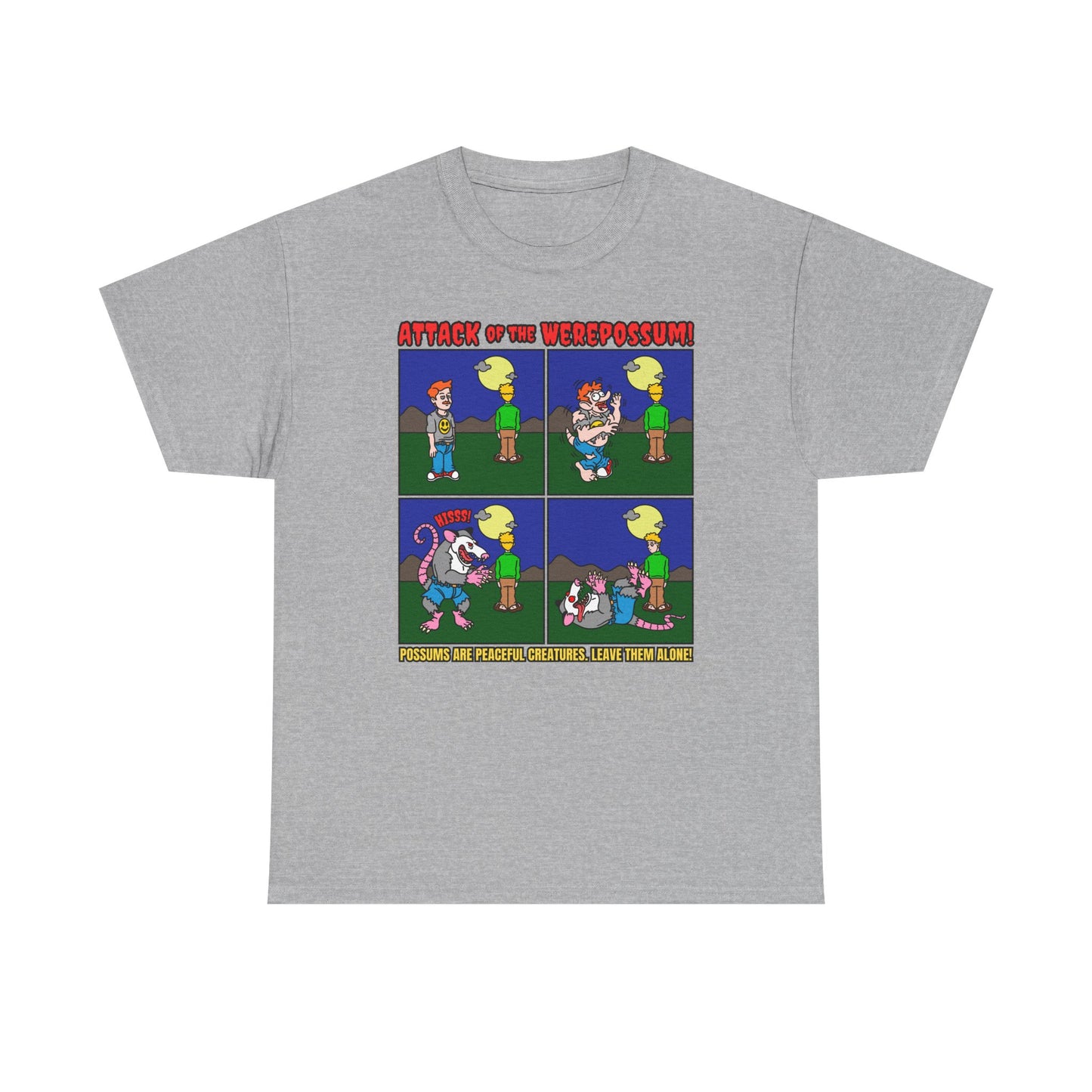 Funny Graphic Tee - Attack of the Werepossum! Unisex Heavy Cotton tee