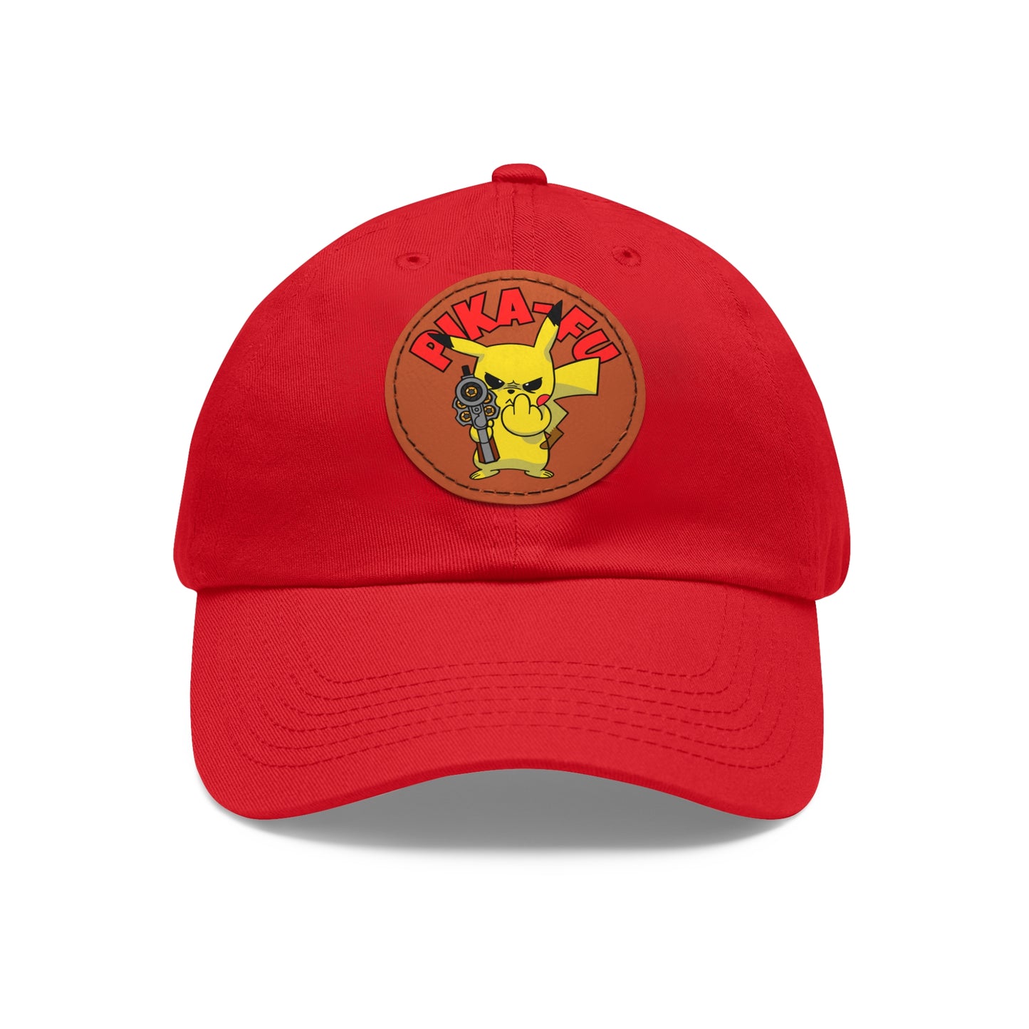 Pika-FU! Dad Hat with Leather Patch (Round)