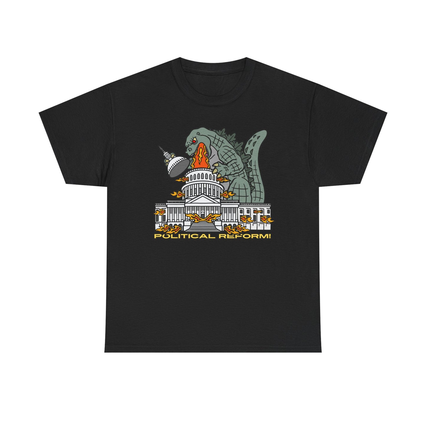 Humorous Godzilla - Political Reform! Unisex Heavy Cotton Tee
