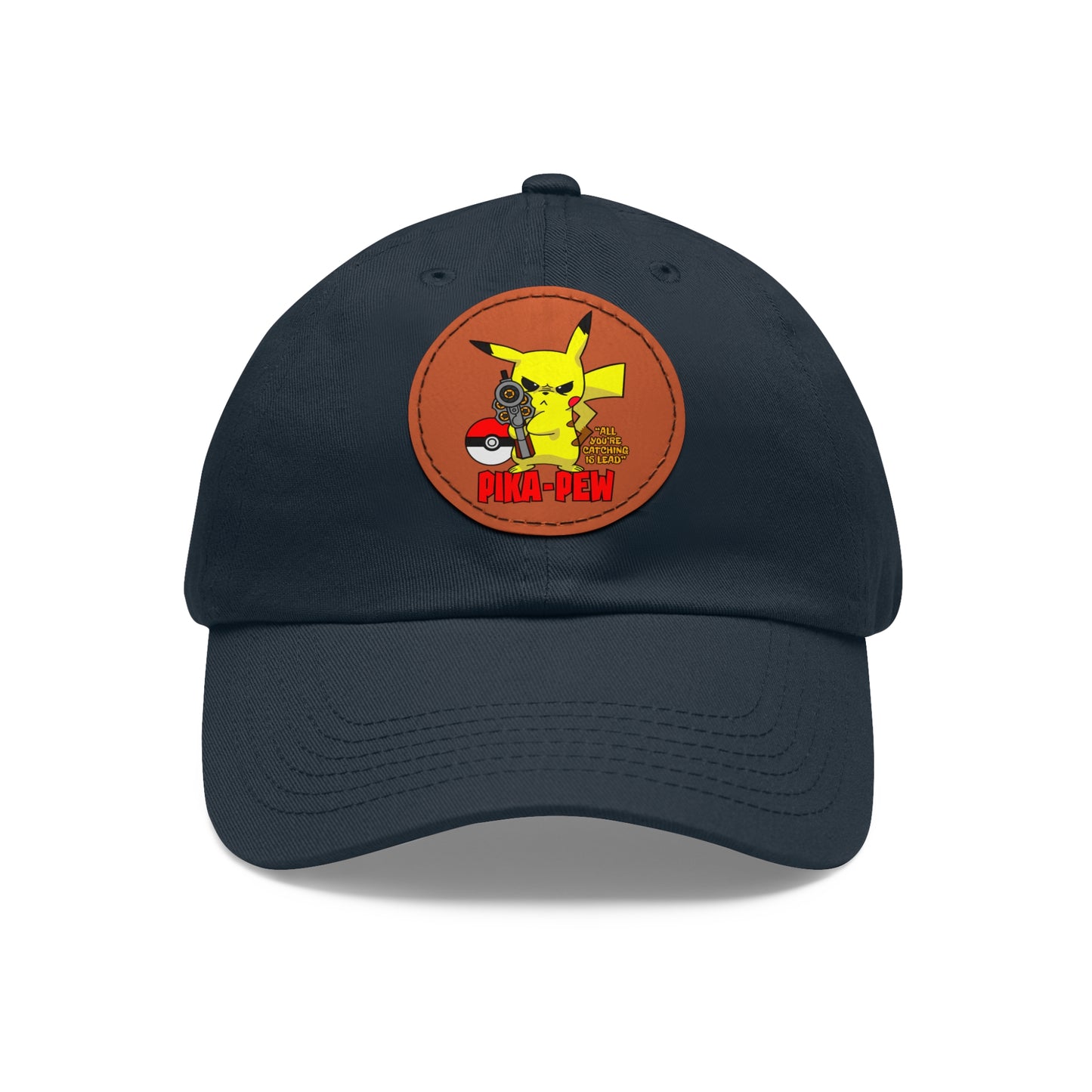 P-Pew Dad Hat with Leather Patch (Round)