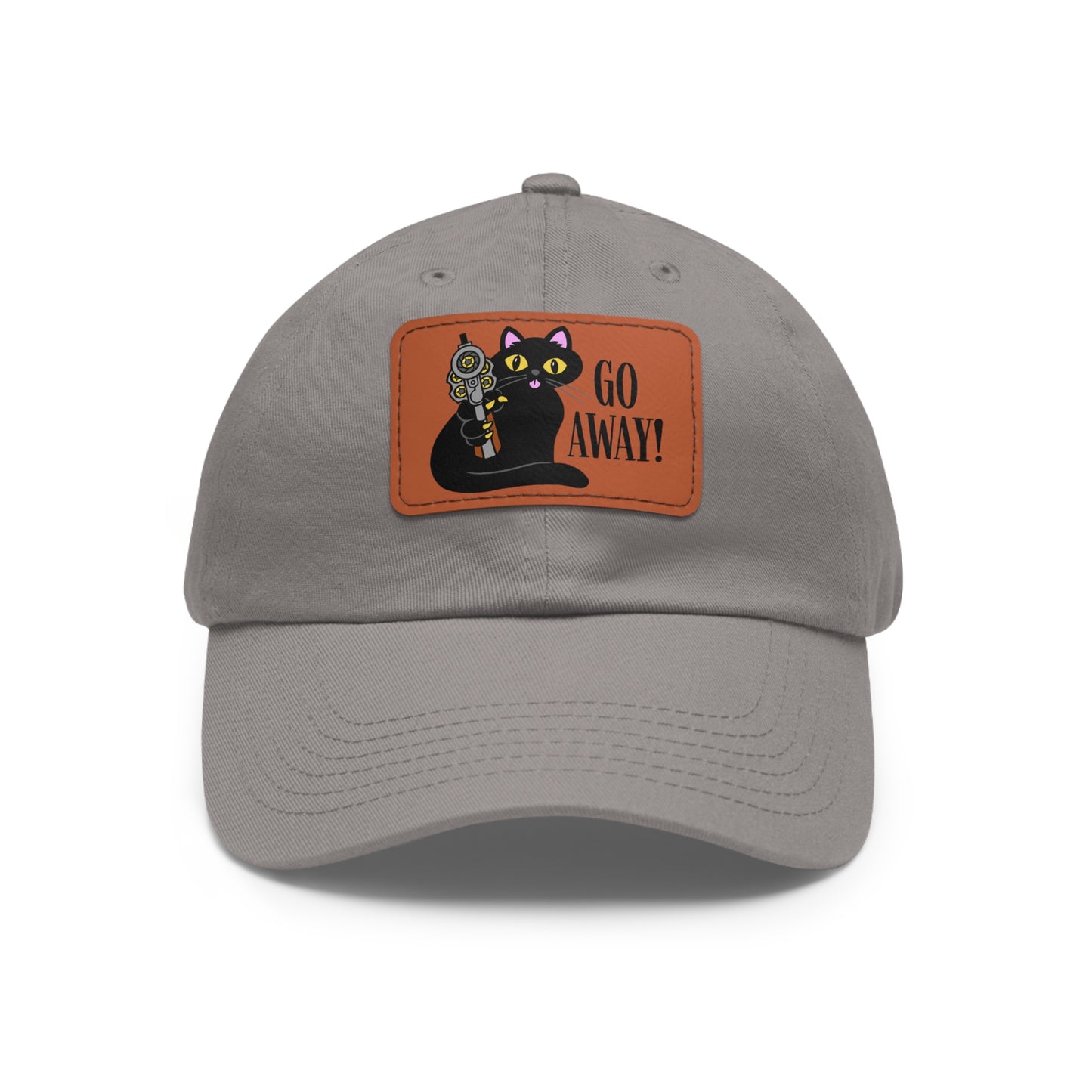 Go Away! Dad Hat with Leather Patch (Rectangle)