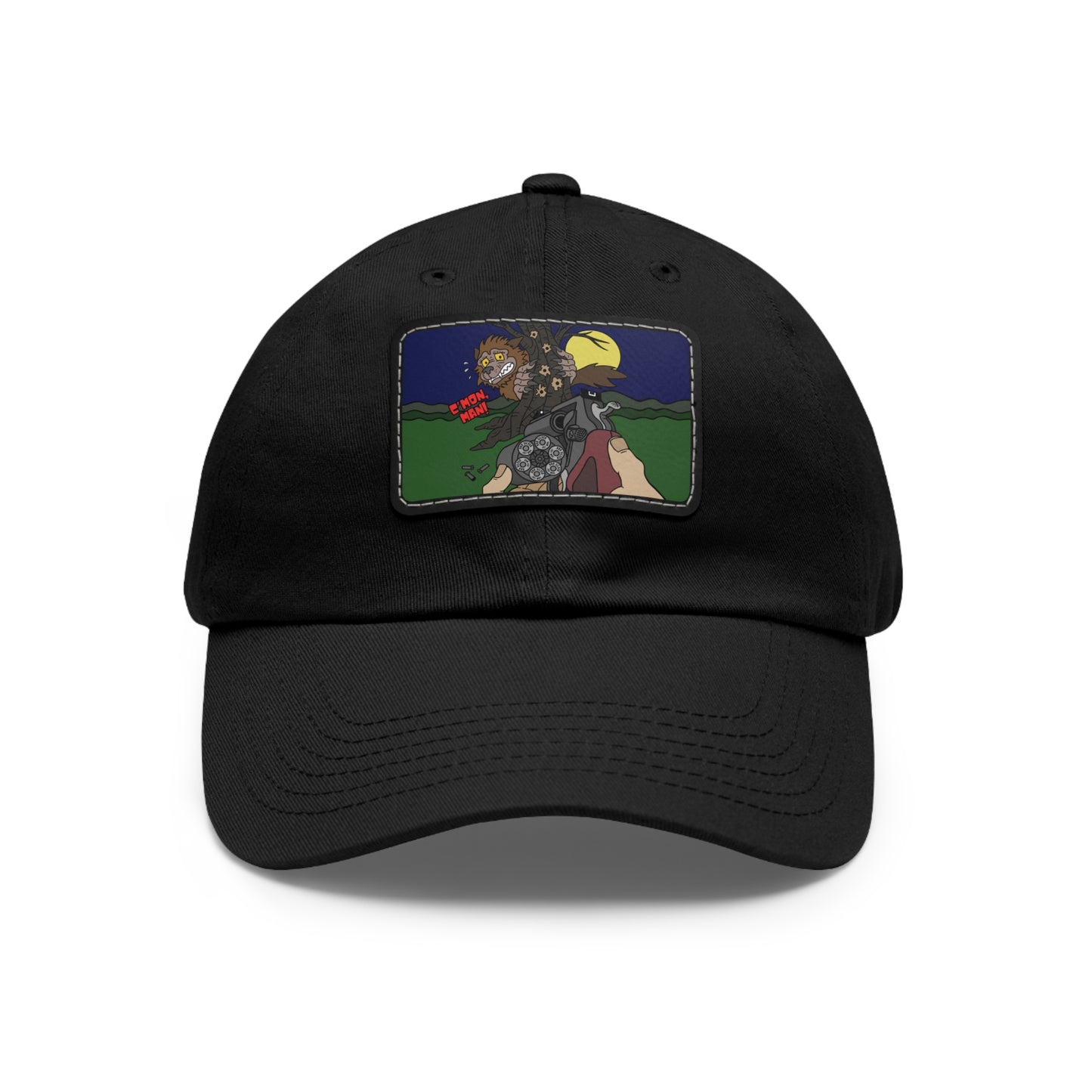 C'mon, Man! Dad Hat with Leather Patch (Rectangle)