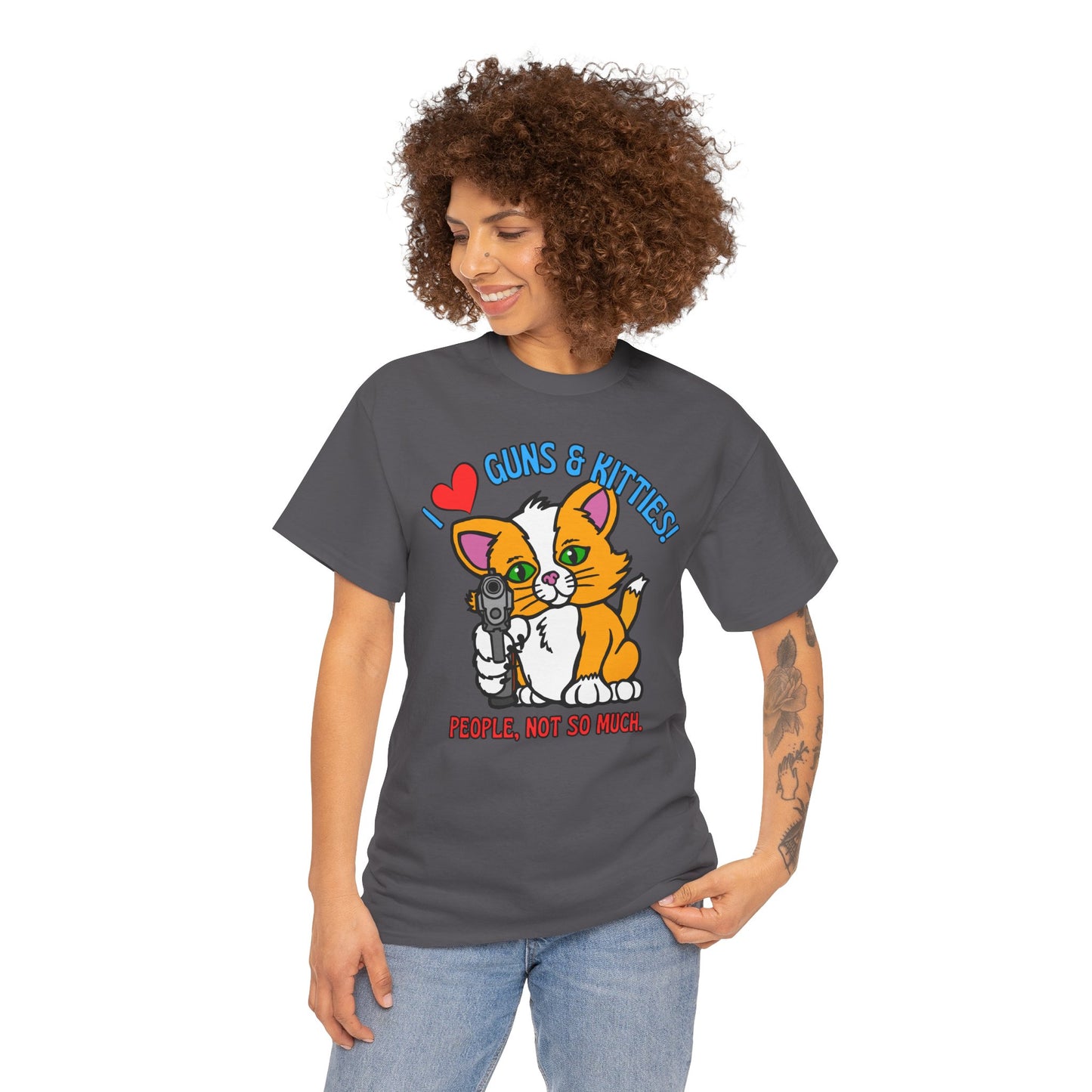 Guns & Kitties! Unisex Heavy Cotton Tee