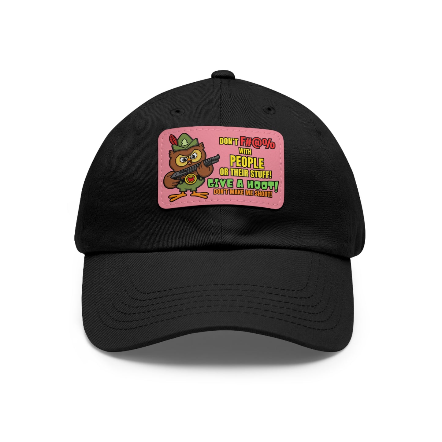 Give a Hoot! Dad Hat with Leather Patch (Rectangle)