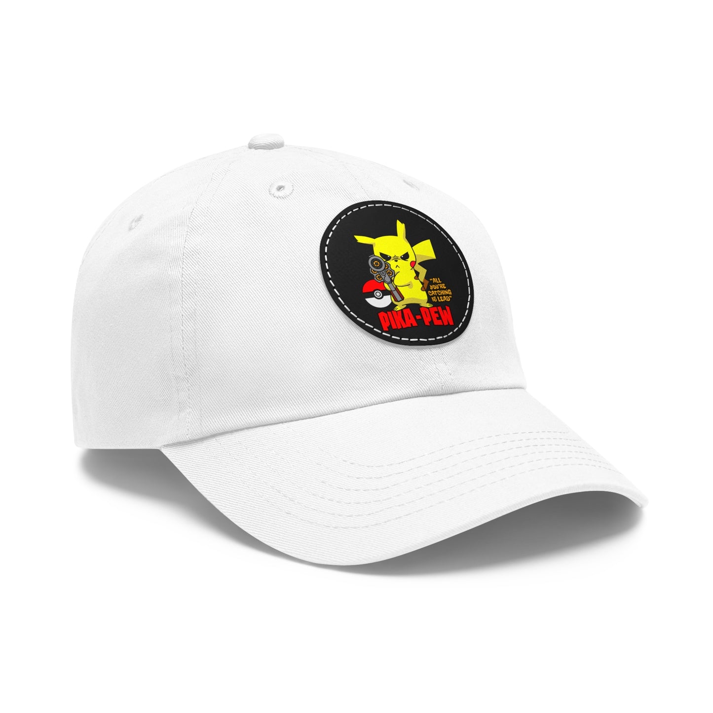 P-Pew Dad Hat with Leather Patch (Round)