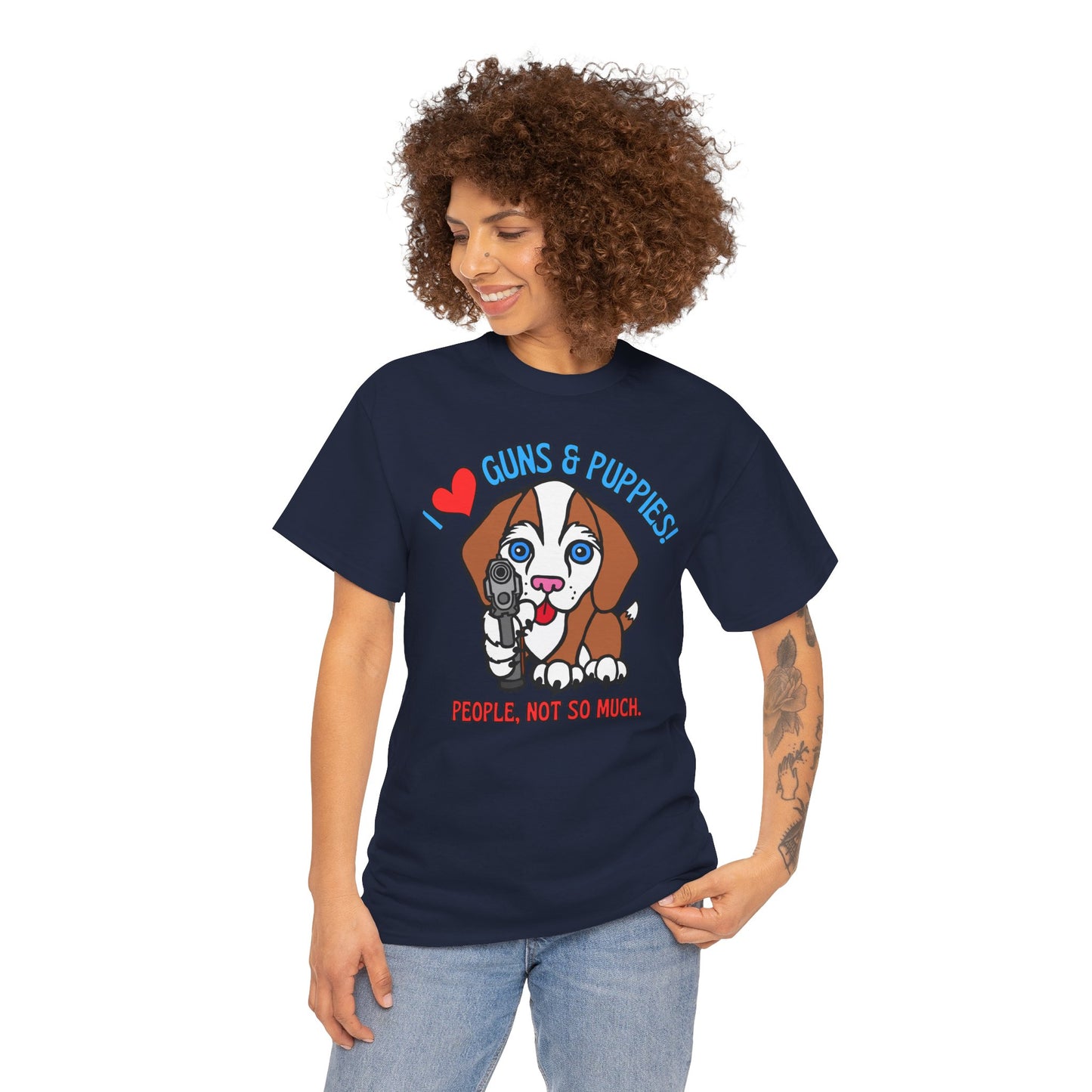 Guns & Puppies! Unisex Heavy Cotton Tee