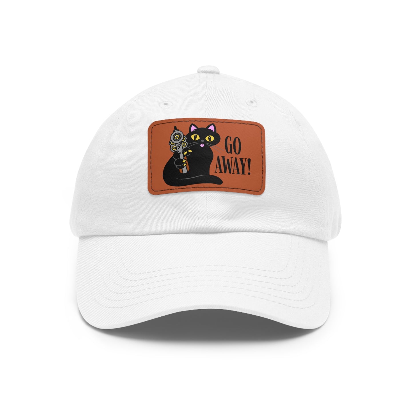 Go Away! Dad Hat with Leather Patch (Rectangle)