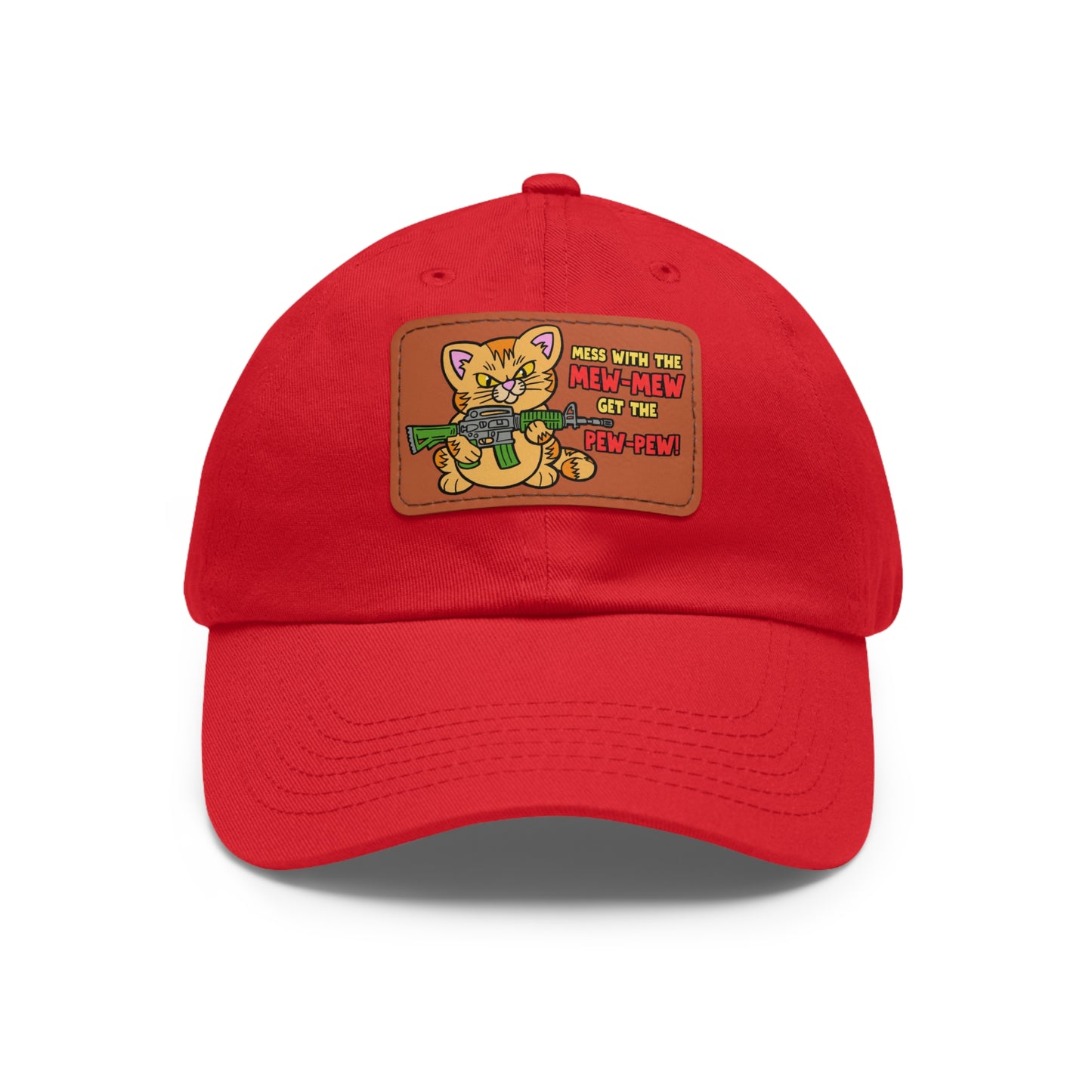 Mew-Mew/Pew-Pew! Dad Hat with Leather Patch (Rectangle)