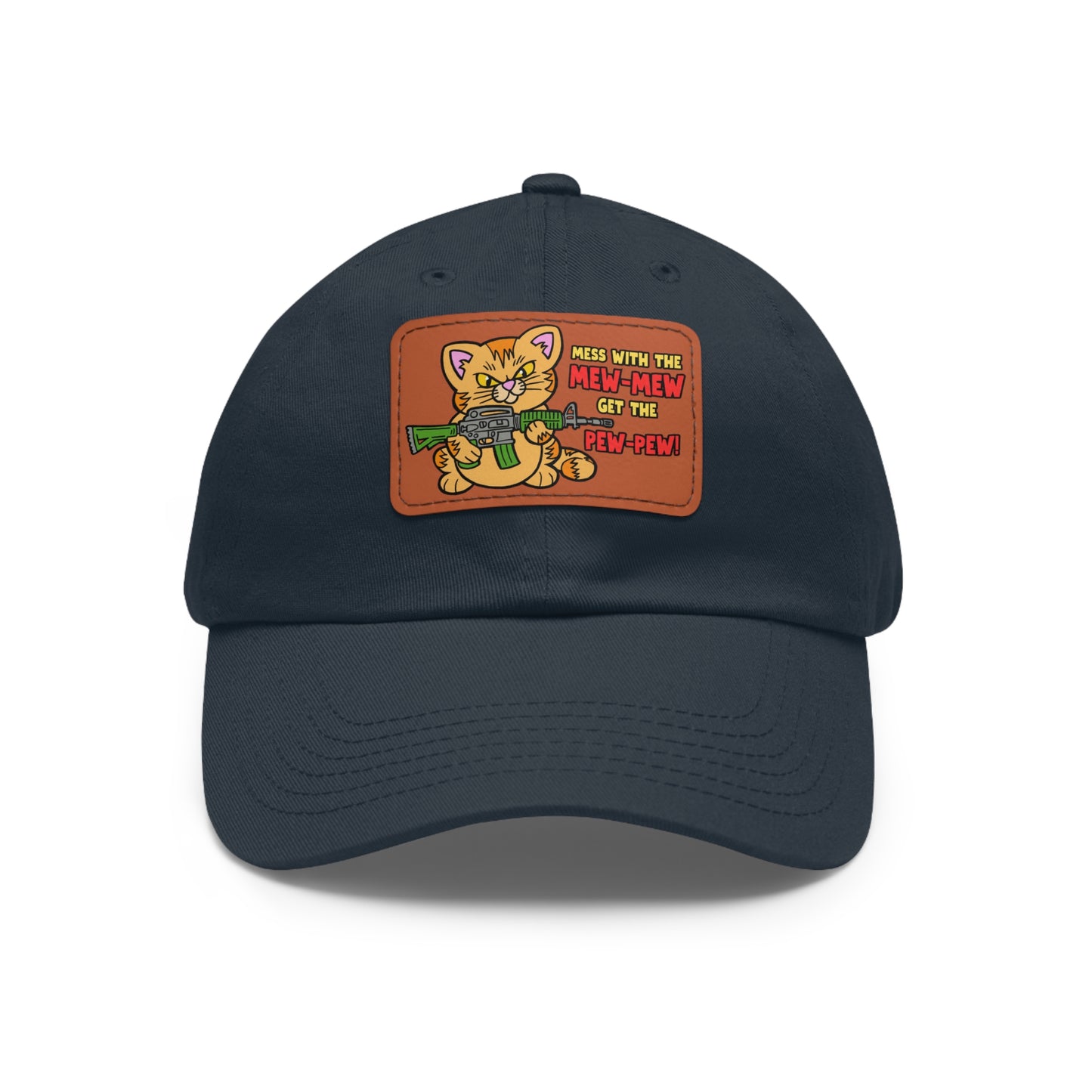 Mew-Mew/Pew-Pew! Dad Hat with Leather Patch (Rectangle)