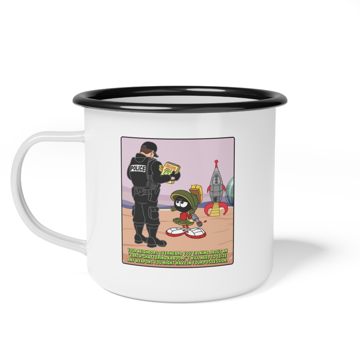 Red Flagged & Green Enamel Camp Cup