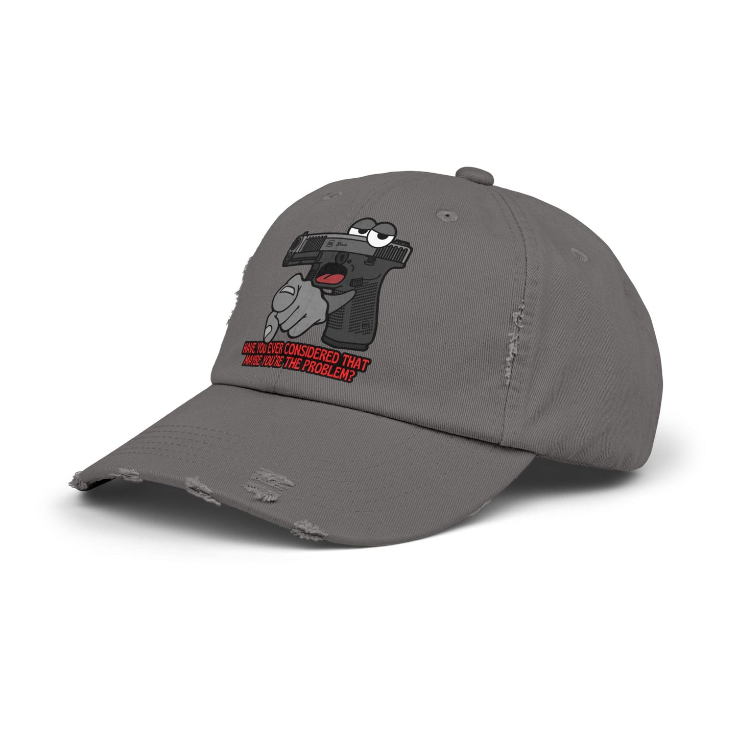 Glock "Maybe You're the Problem!" Unisex Distressed Cap - Fun Statement Hat with Gun Graphic - Perfect for Casual Outings and Gift Giving