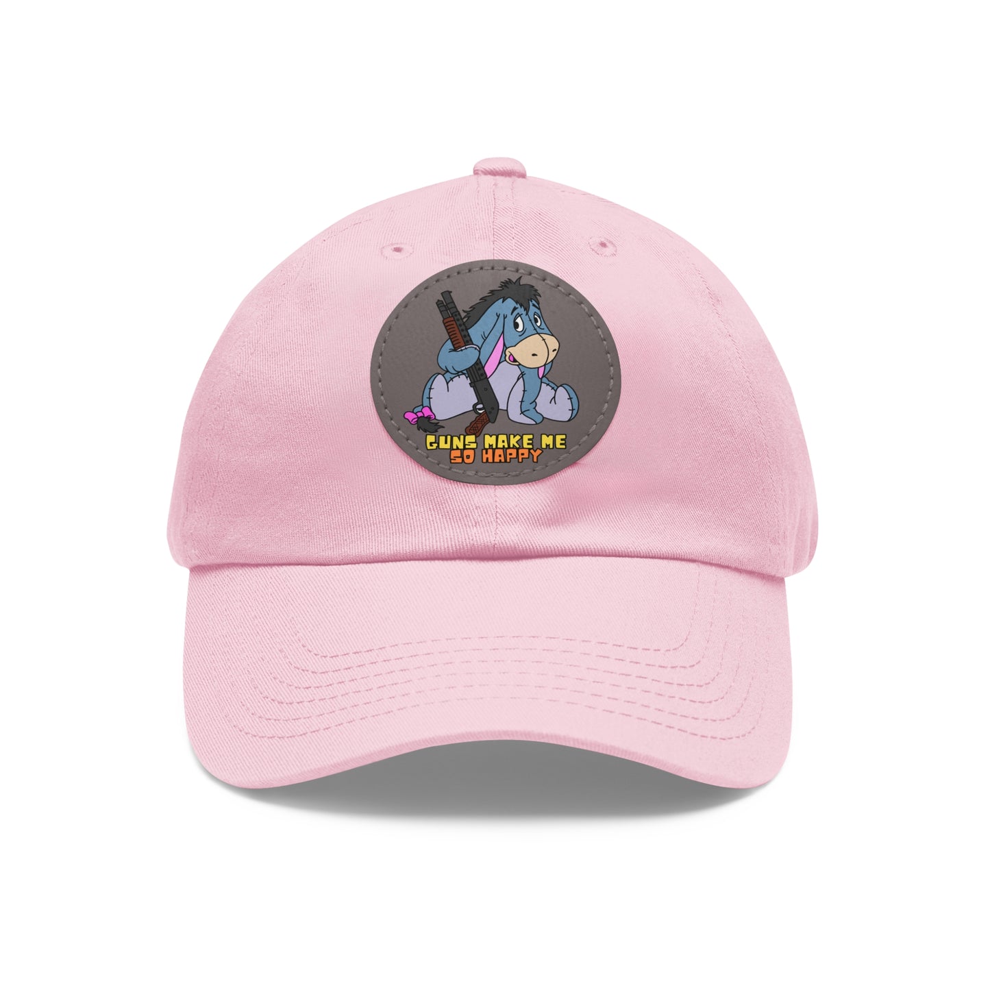 Happy Eeyore! Dad Hat with Leather Patch (Round)