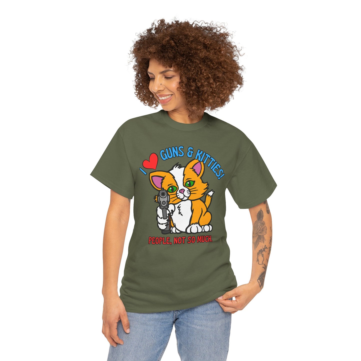 Guns & Kitties! Unisex Heavy Cotton Tee