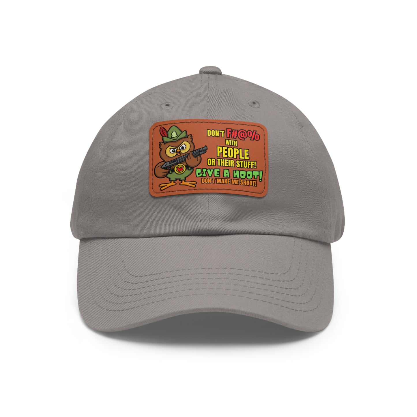 Give a Hoot! Dad Hat with Leather Patch (Rectangle)