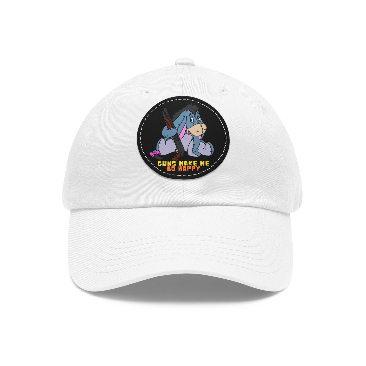 Happy Eeyore! Dad Hat with Leather Patch (Round)