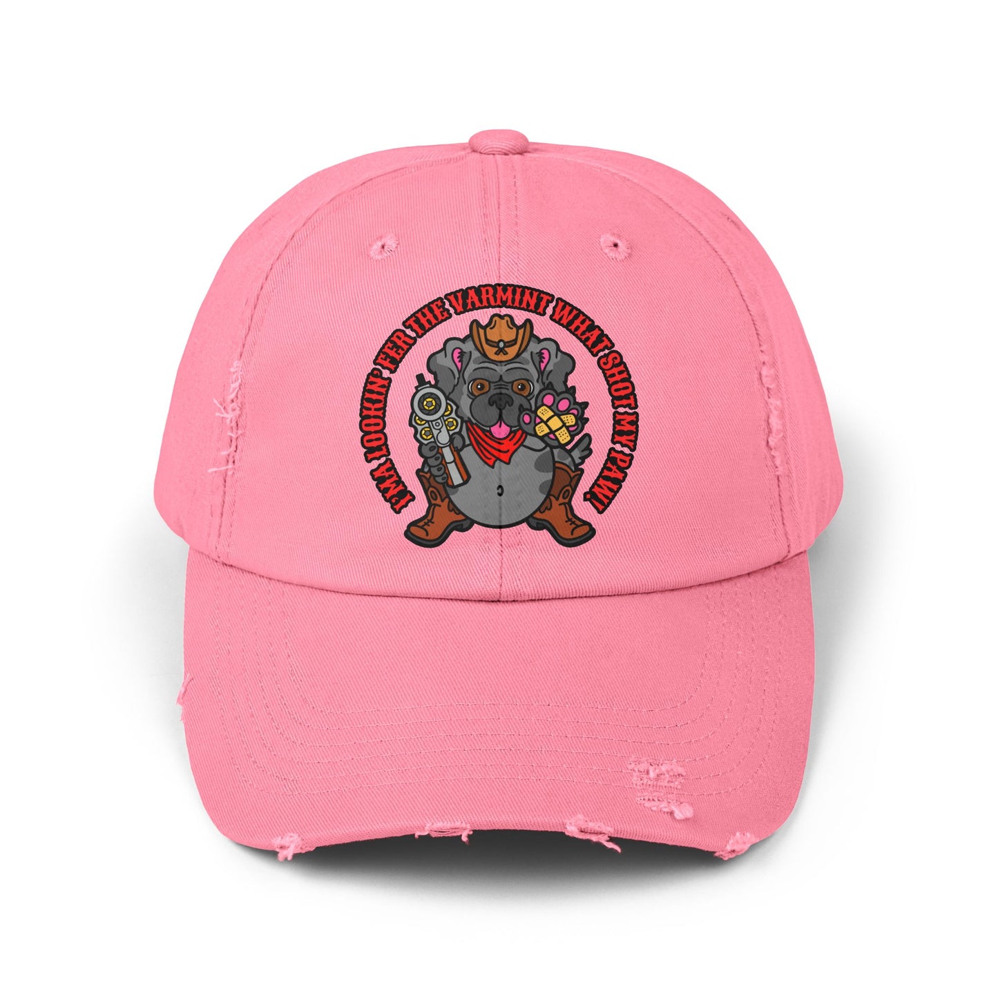 Funny Unisex Distressed Cap - Varmit What Shot my Paw!