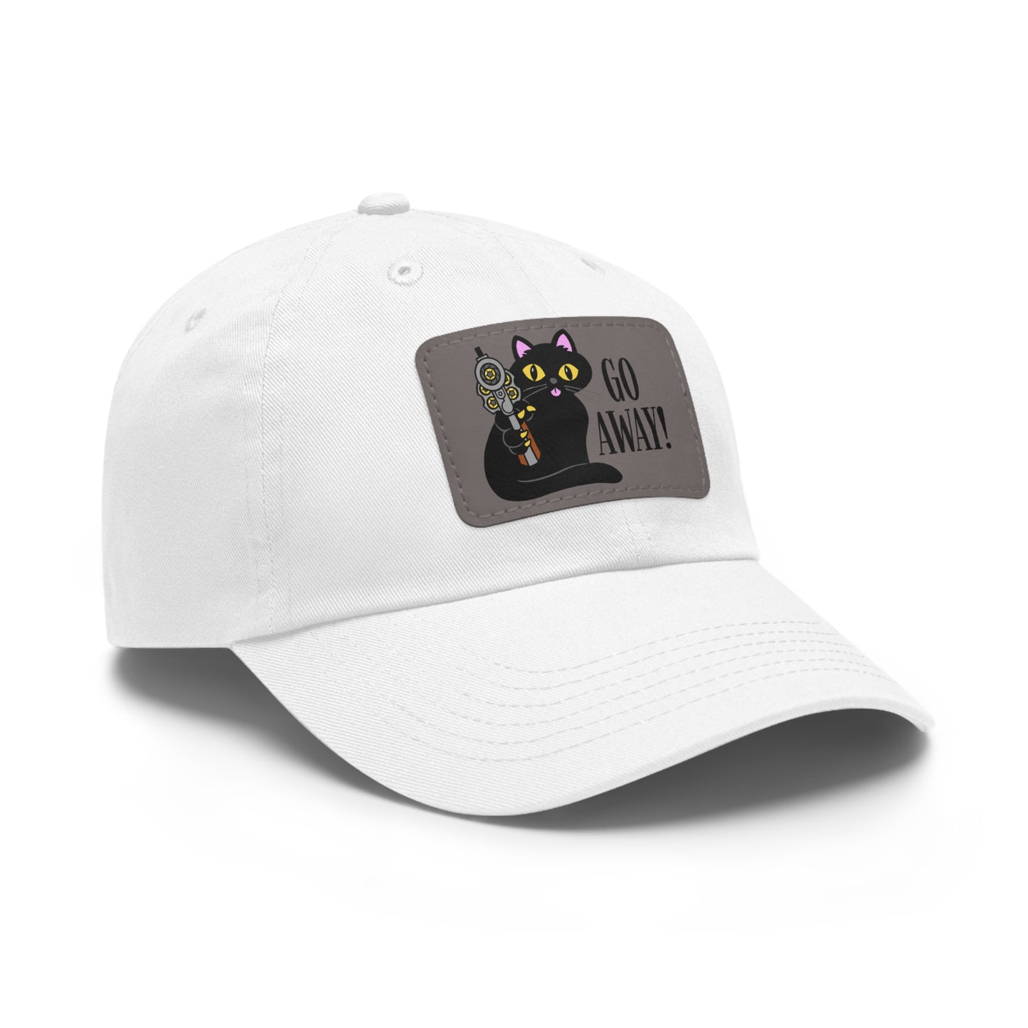 Go Away! Dad Hat with Leather Patch (Rectangle)