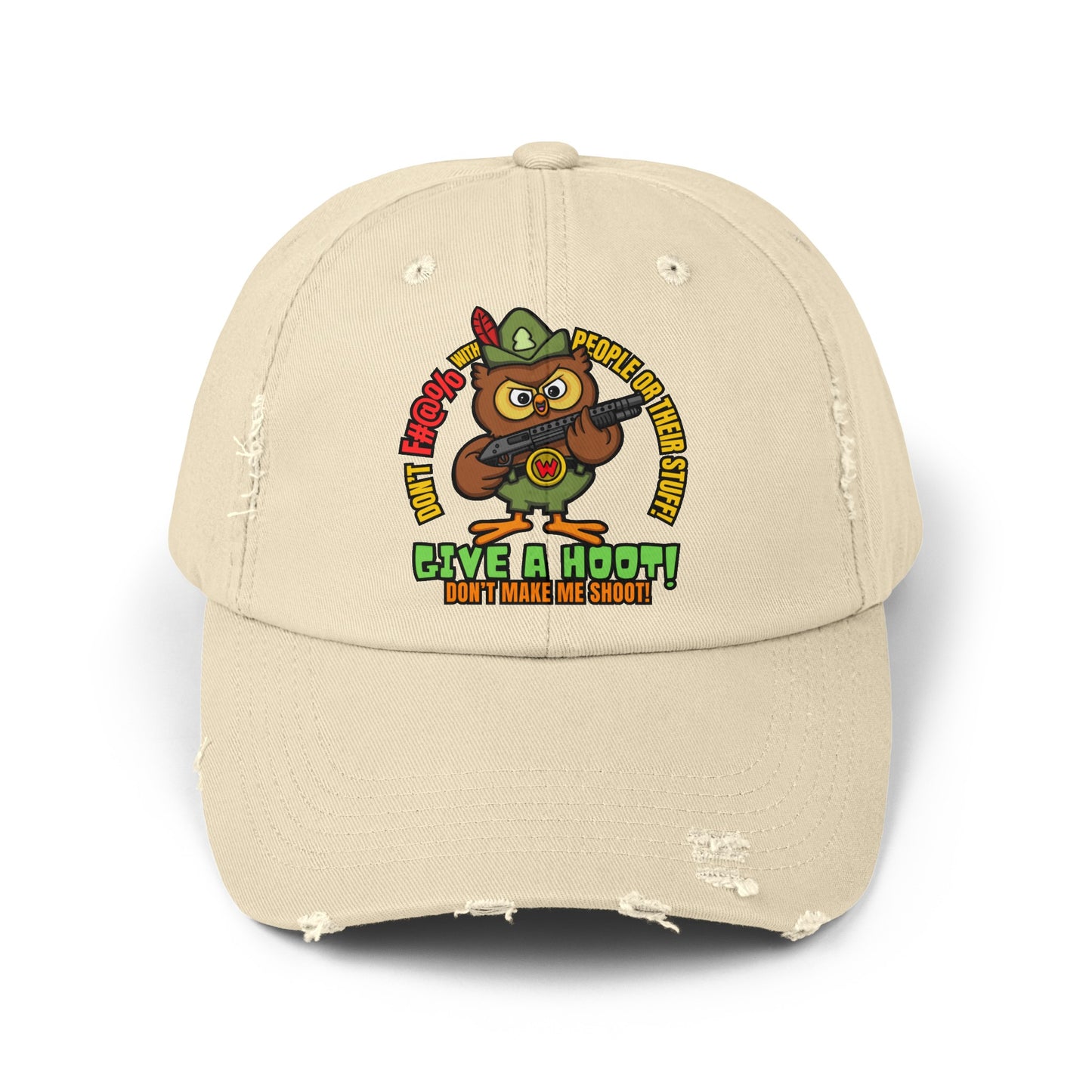 Give a Hoot! Unisex Distressed Cap
