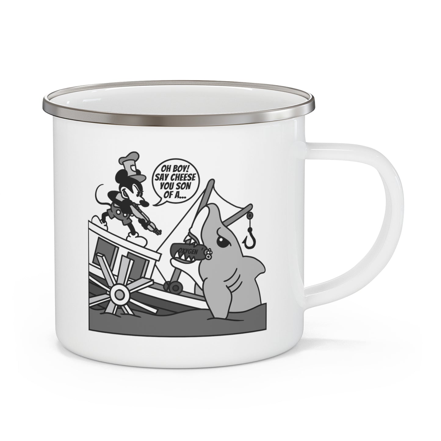 Willie vs. Bruce! Enamel Camping Mug