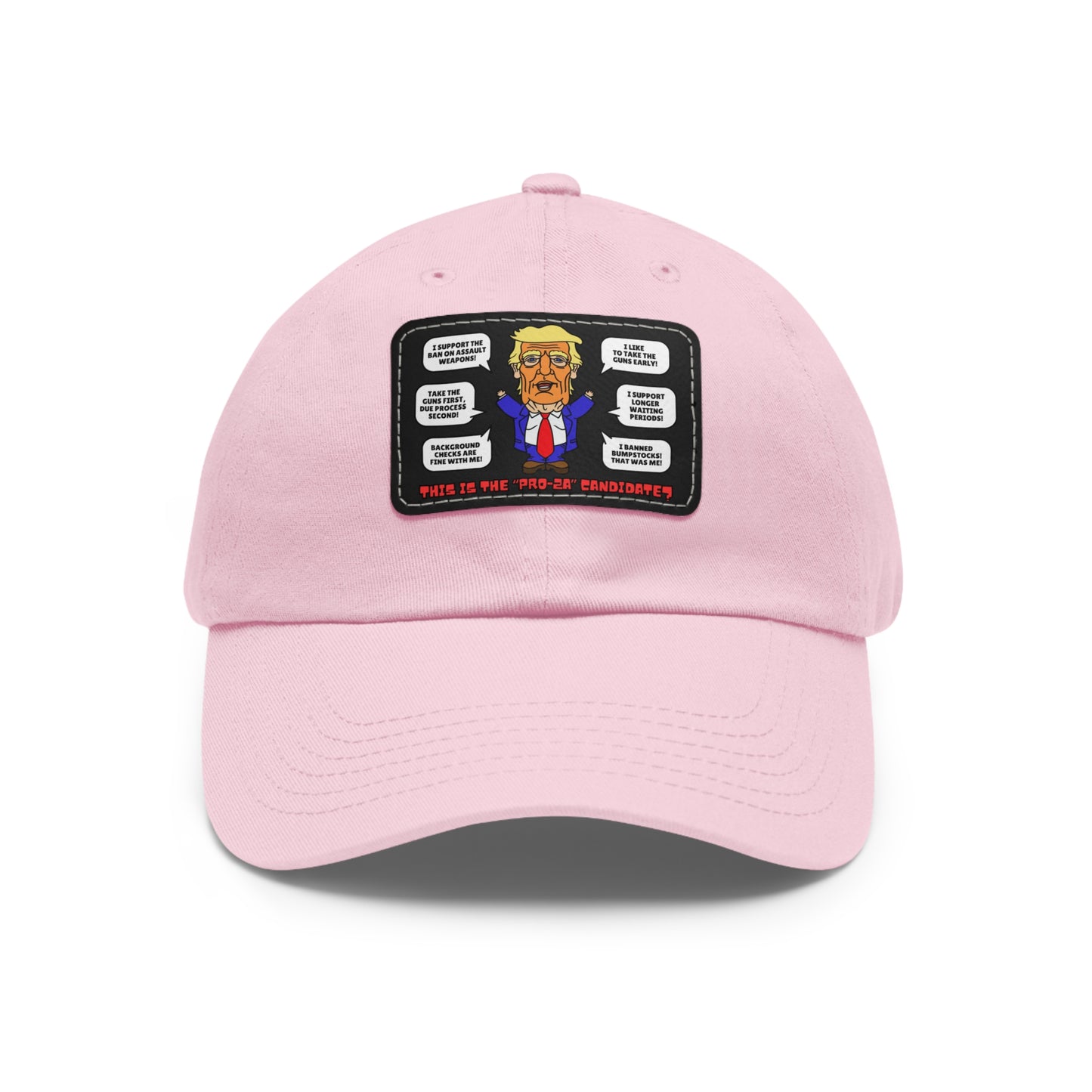 Trump on Guns! Dad Hat with Leather Patch (Rectangle)