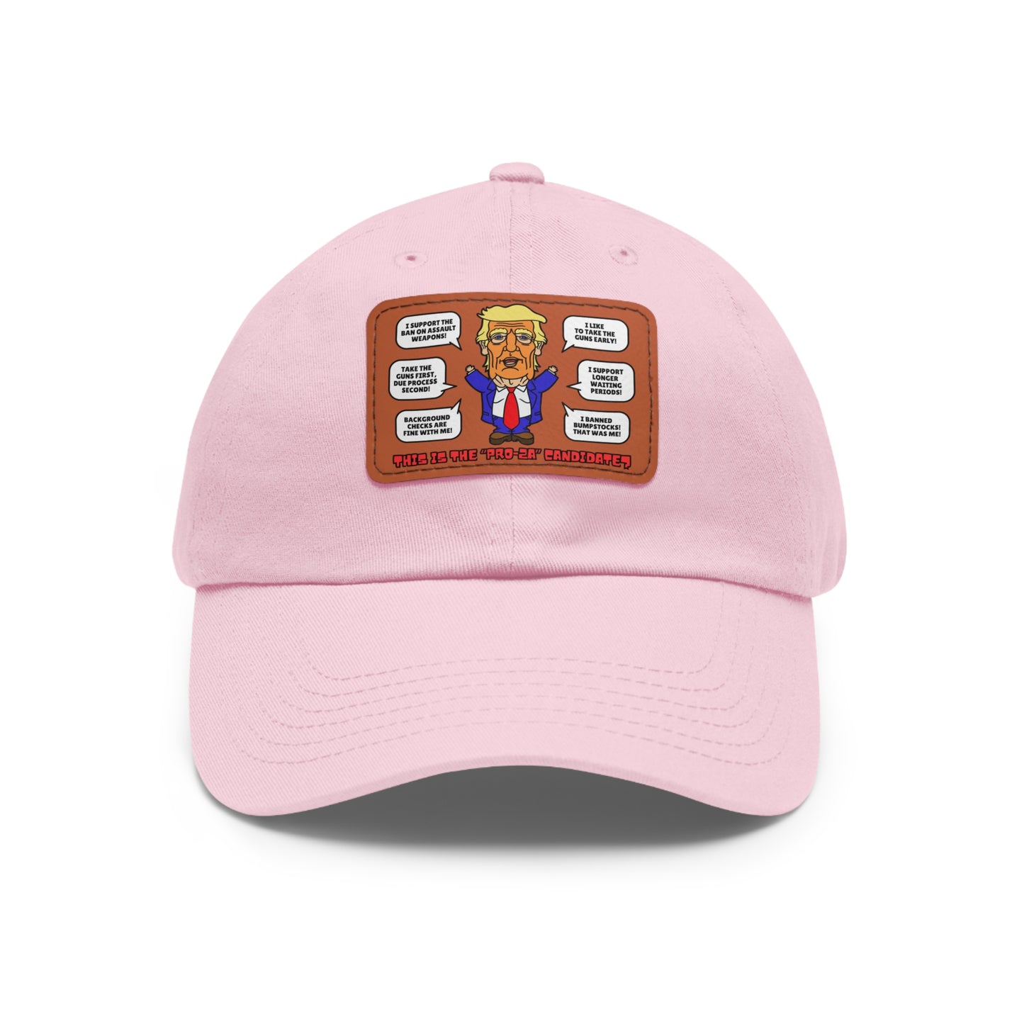 Trump on Guns! Dad Hat with Leather Patch (Rectangle)