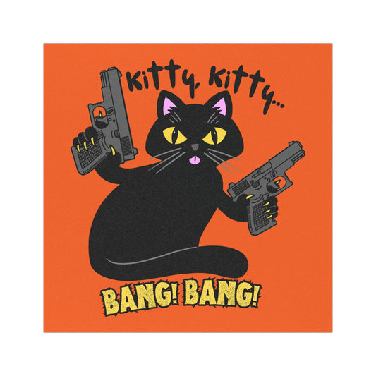 Funny Cat Car Magnet - 'Kitty Kitty... BANG! BANG!' Halloween Decor
