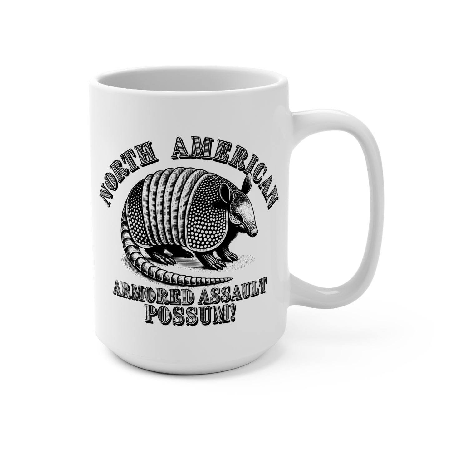 North American Armored Assault Possum 15oz Mug - Unique Gift for Animal Lovers