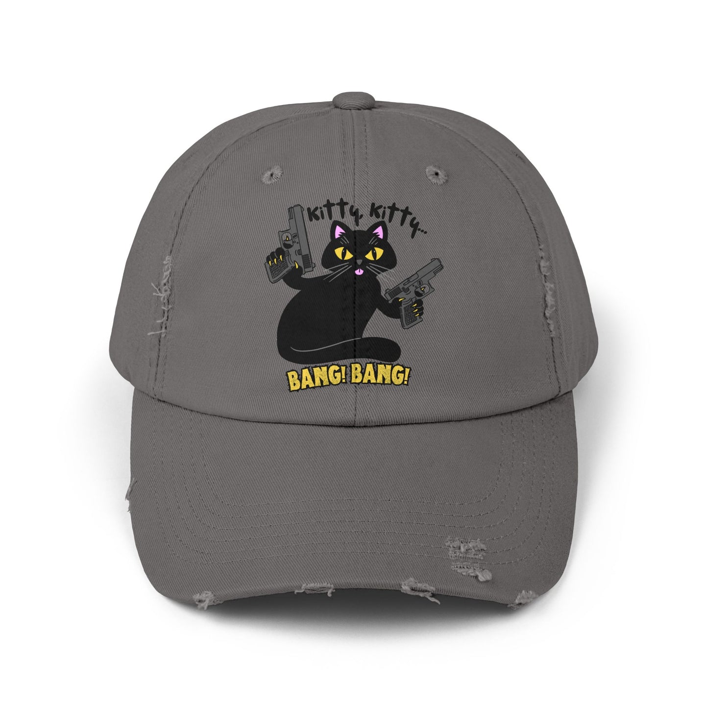 Unisex Distressed Cap - Kitty Kitty Bang Bang!