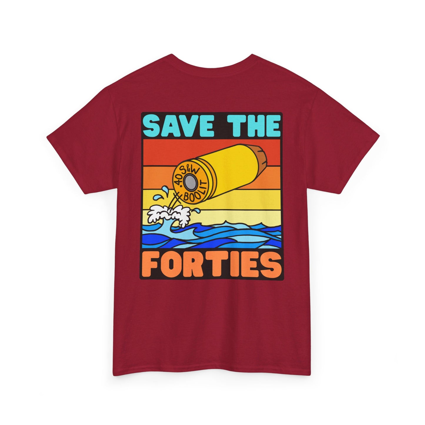 Save the Forties! (Backside Print) Unisex Heavy Cotton Tee