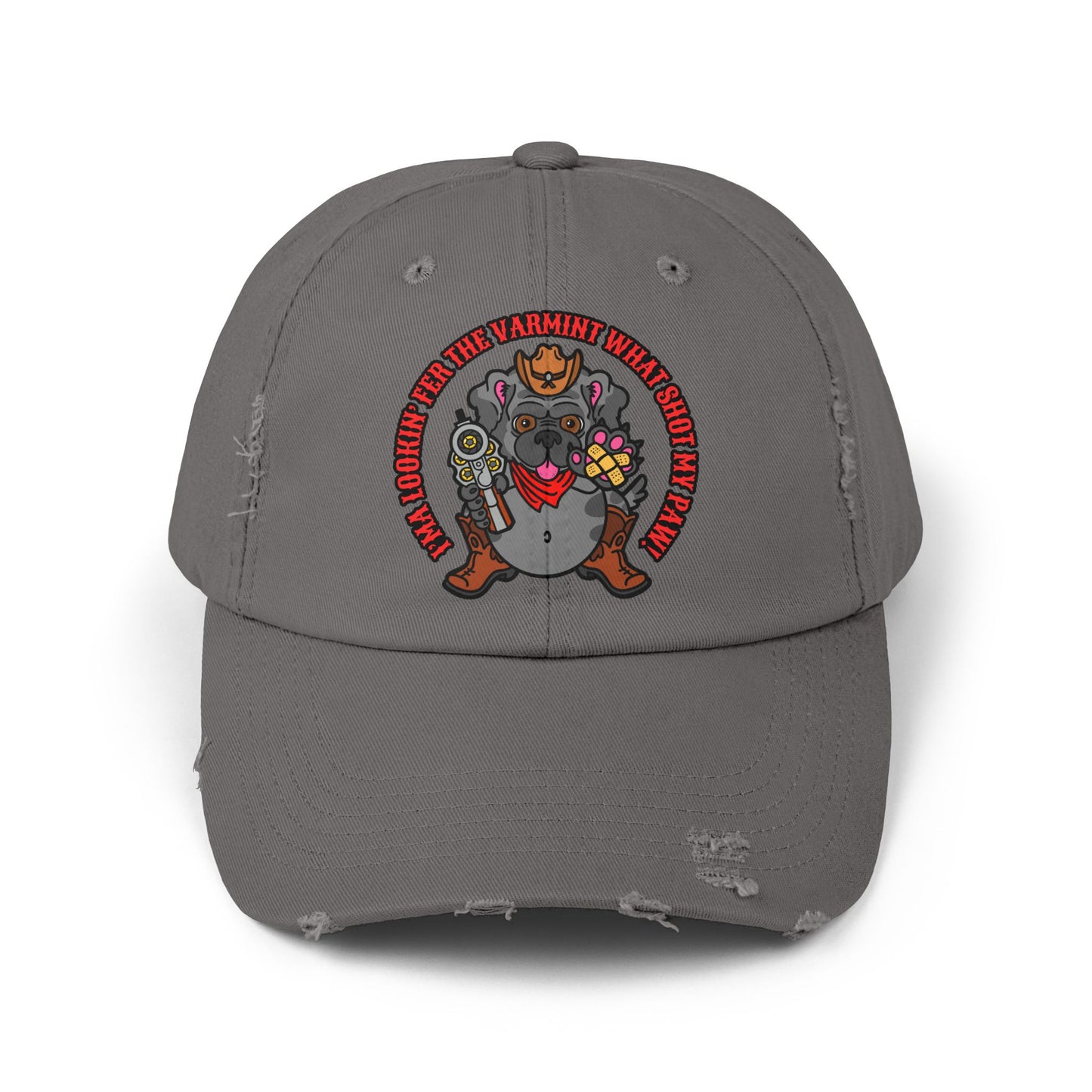 Funny Unisex Distressed Cap - Varmit What Shot my Paw!