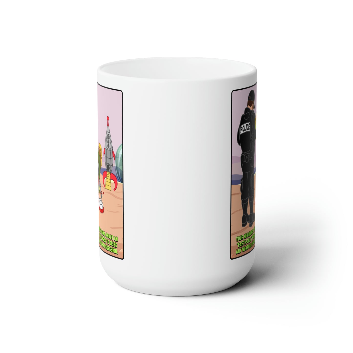 red Flagged & Green Ceramic Mug 15oz