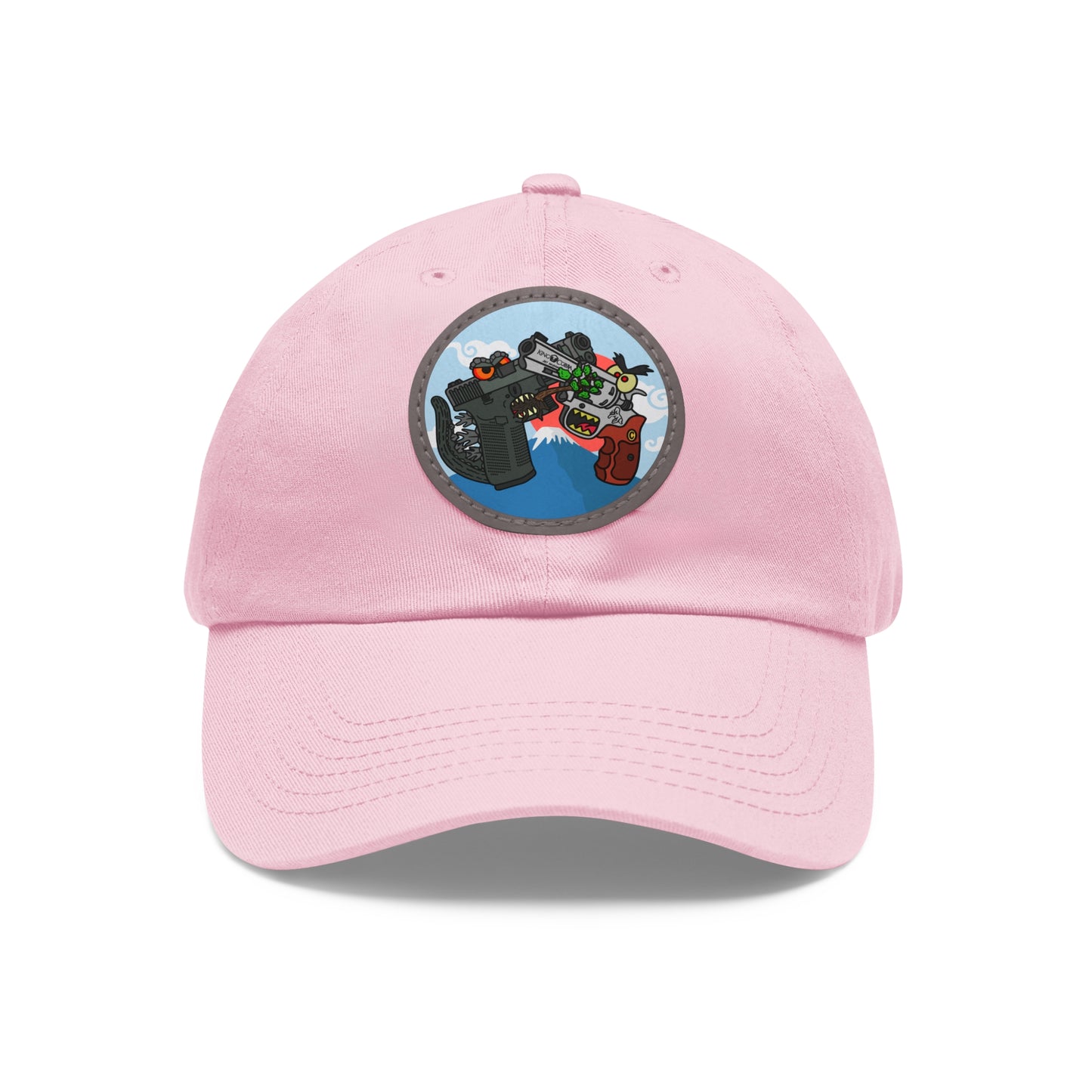 Glockzilla vs. King Cobra! Dad Hat with Leather Patch (Round)