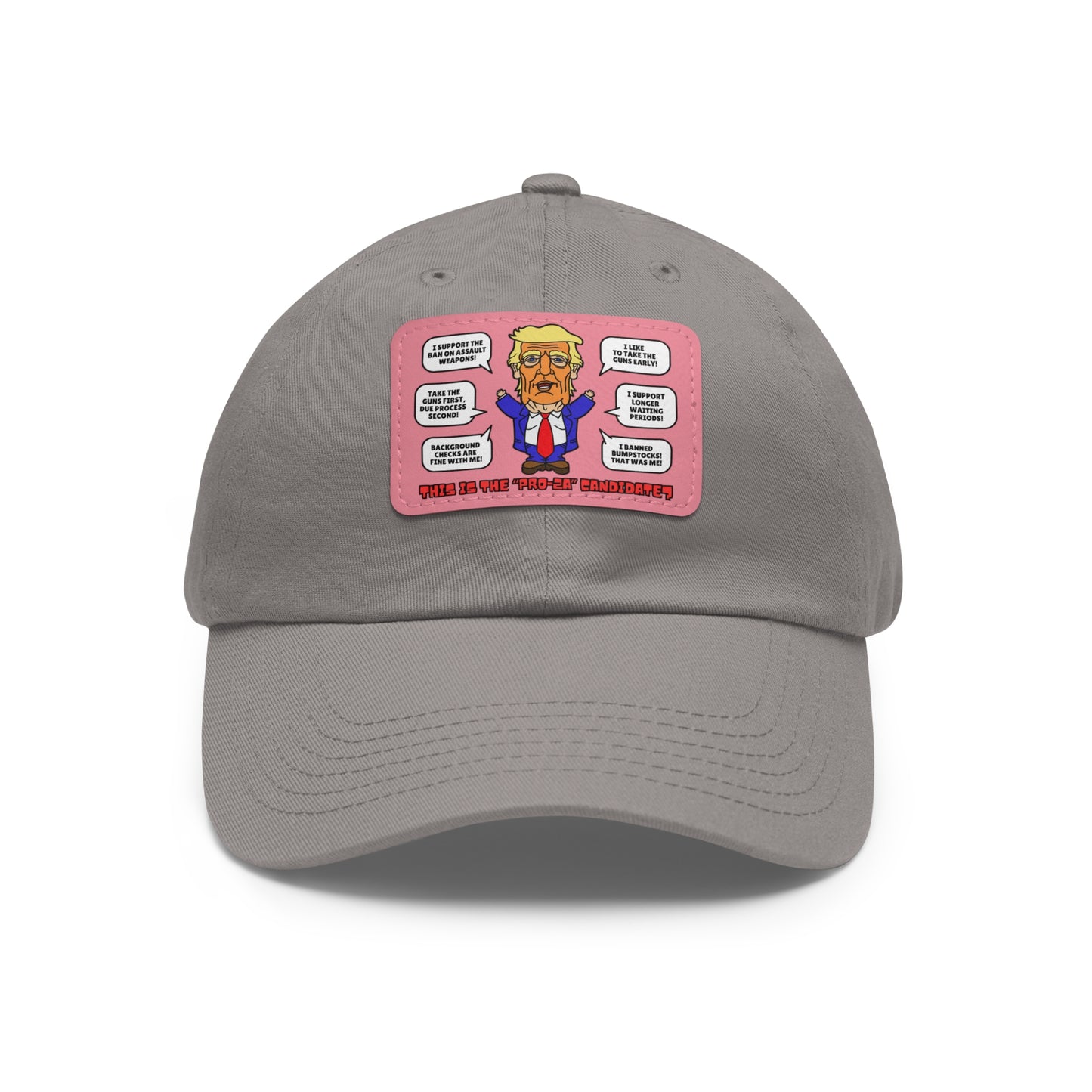 Trump on Guns! Dad Hat with Leather Patch (Rectangle)