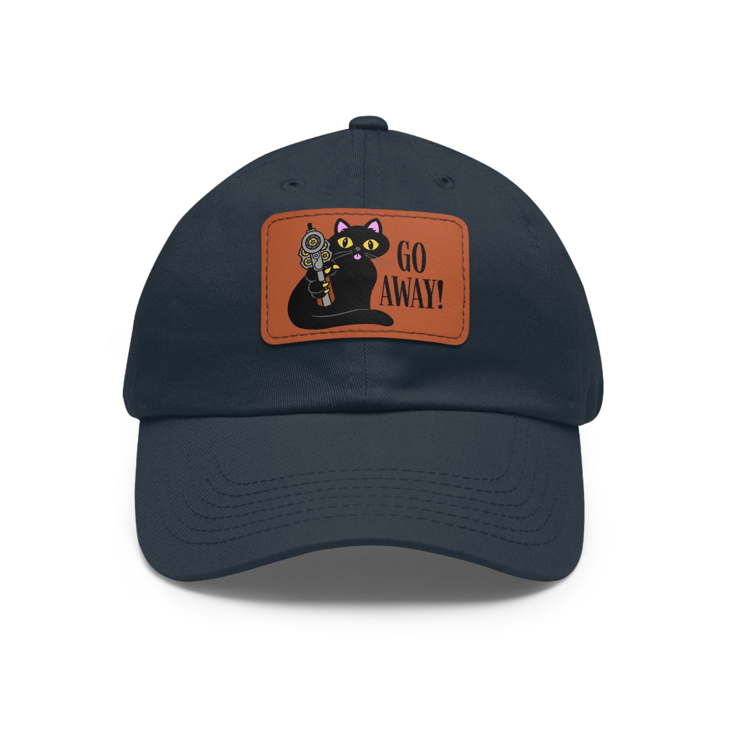 Go Away! Dad Hat with Leather Patch (Rectangle)