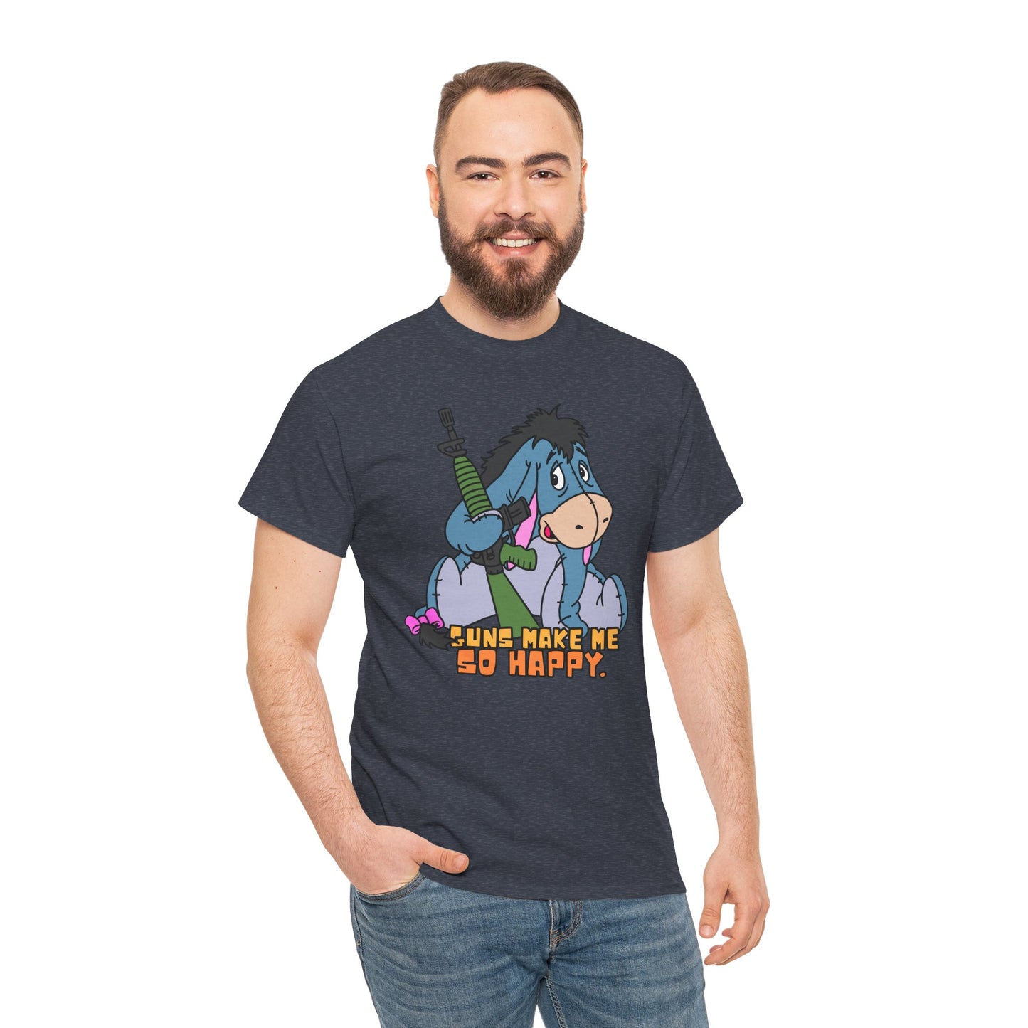 Eeyore Guns Make Me So Happy! Unisex Heavy Cotton Tee