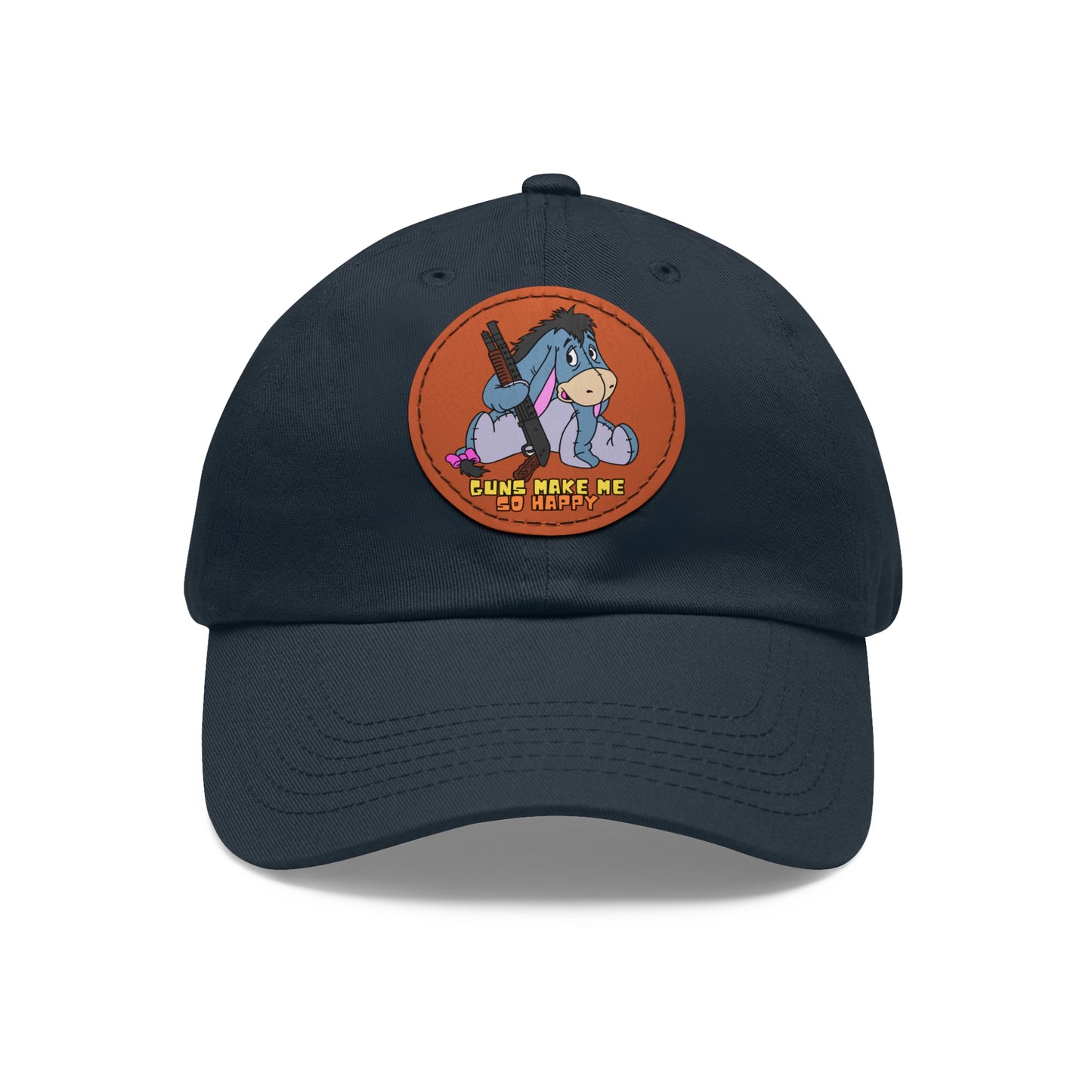 Happy Eeyore! Dad Hat with Leather Patch (Round)