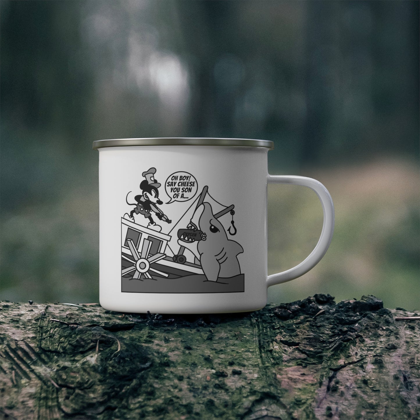 Willie vs. Bruce! Enamel Camping Mug