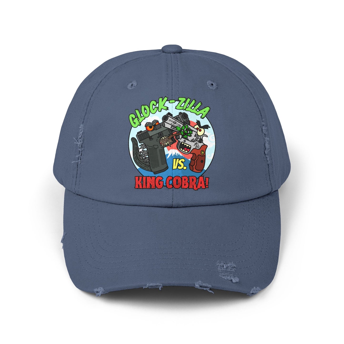 Glock-zilla vs. King Cobra! Unisex Distressed Cap