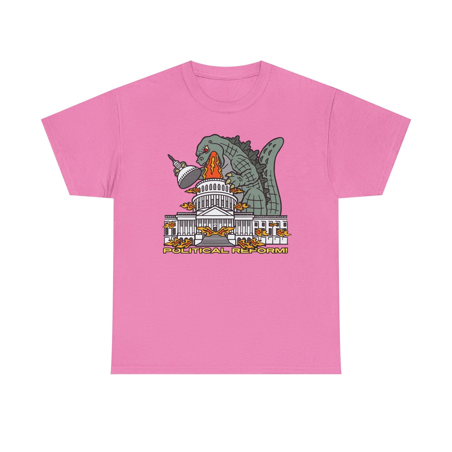 Humorous Godzilla - Political Reform! Unisex Heavy Cotton Tee