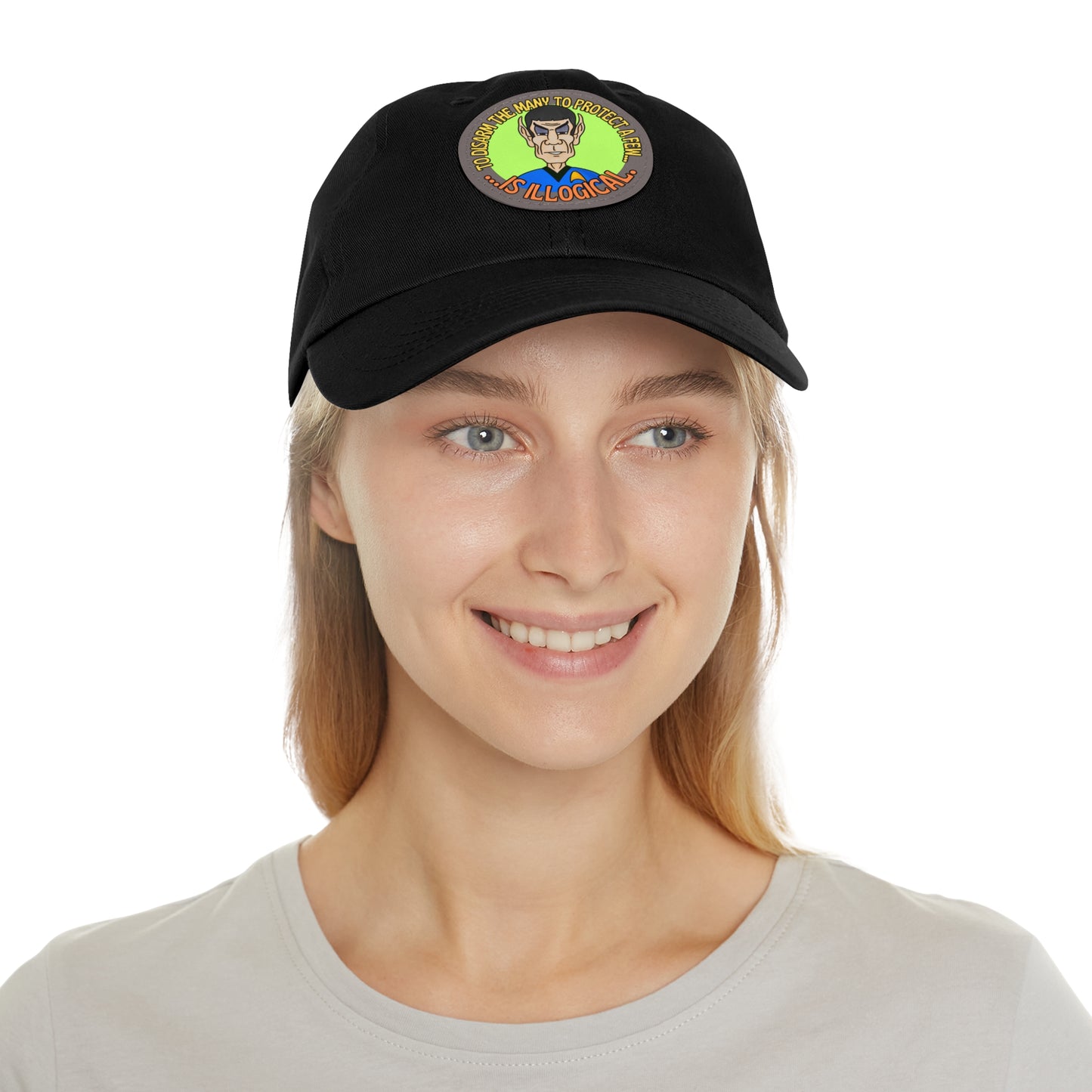 Illogical! Dad Hat with Leather Patch (Round)