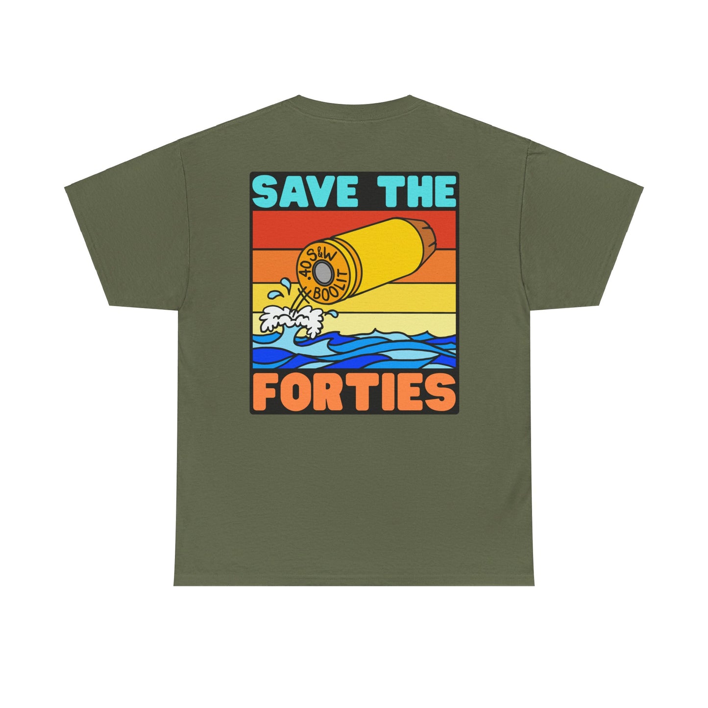 Save the Forties! (Backside Print) Unisex Heavy Cotton Tee