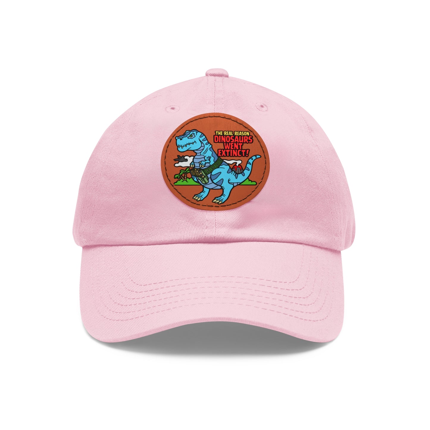 Why Dinosaurs Went Extinct! Dad Hat with Leather Patch (Round)